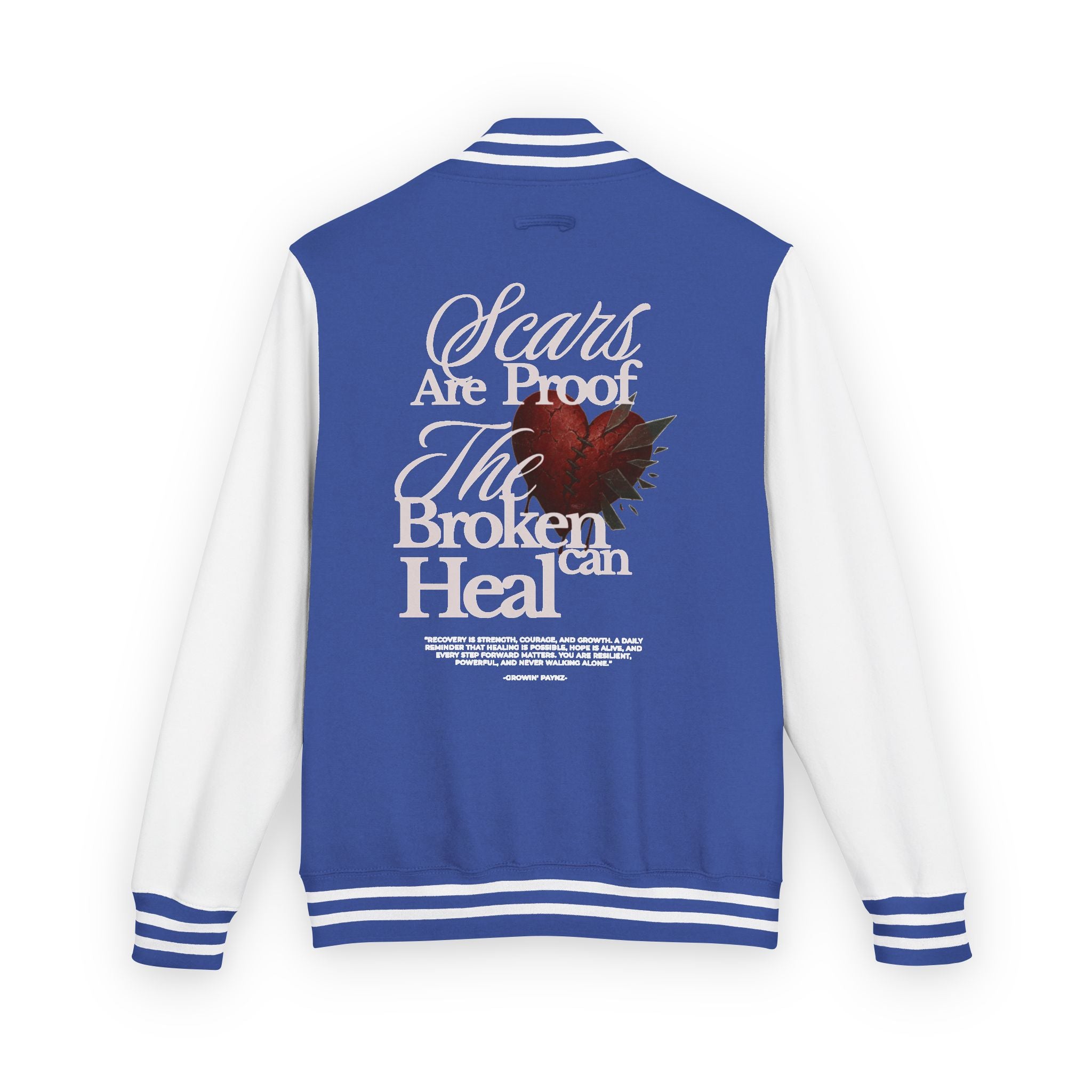 Unisex Heavyweight Letterman Jacket with Inspirational Quote - Perfect for College, Gifts, Motivational Wear, Casual Style, Team Spirit