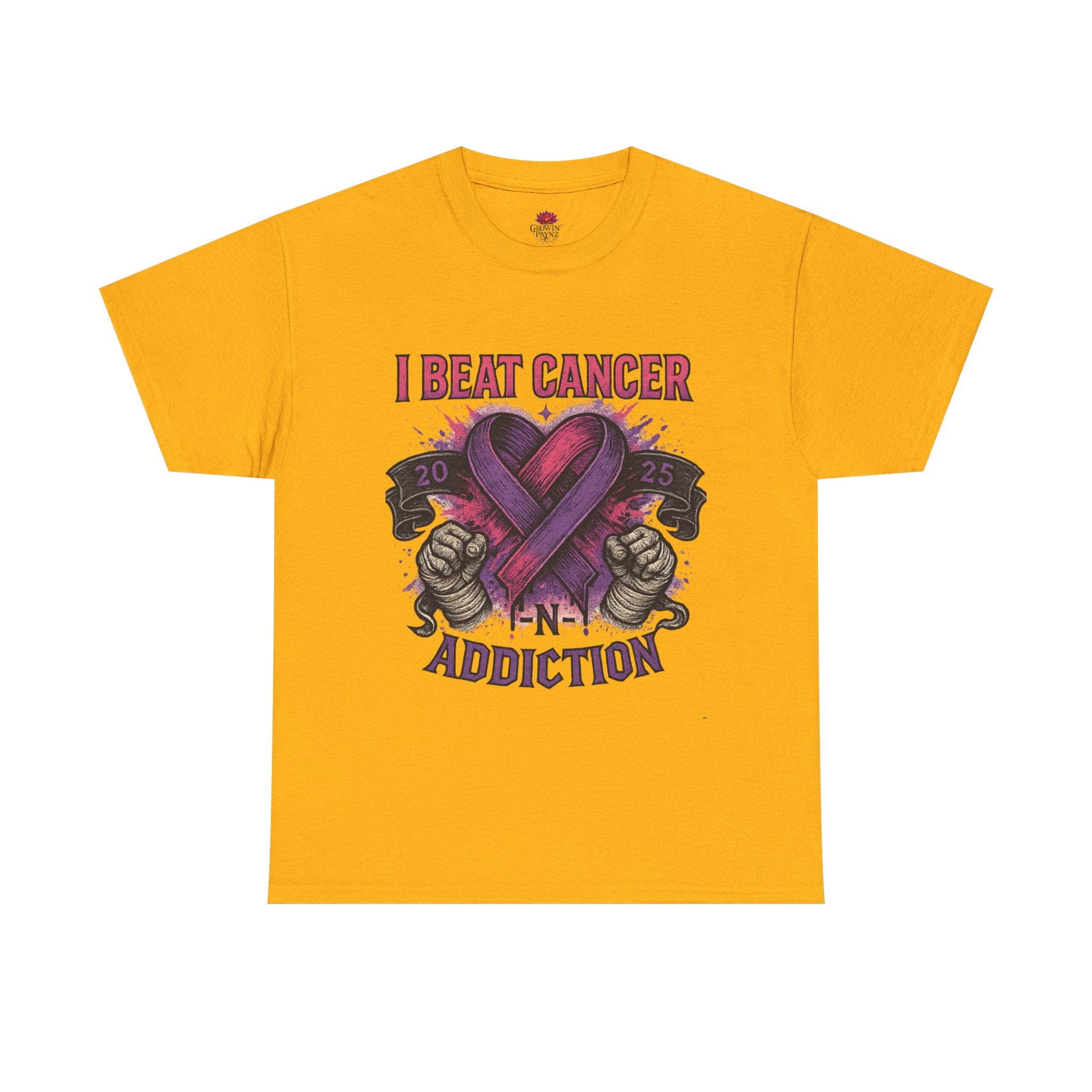 Cancer Awareness Unisex Tee - I Beat Cancer, Fight Against Addiction, Support Breast Cancer, Inspirational Gift, Comfortable Cotton Shirt