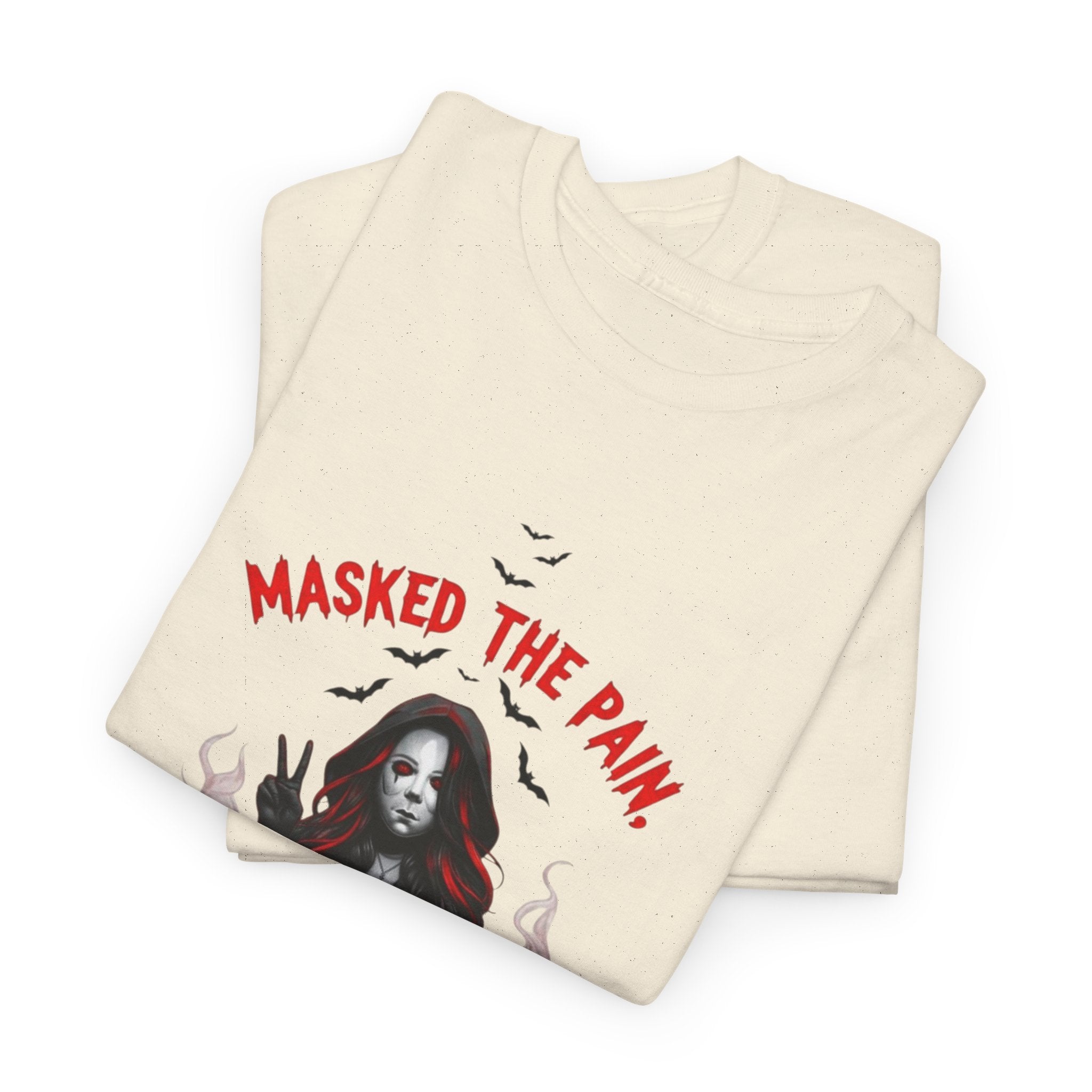 Gothic Graphic Tee - Masked The Pain, Recovery, Truth, Unisex Heavy Cotton Shirt, Alternative Fashion, Self-Care Apparel, Edgy Gift