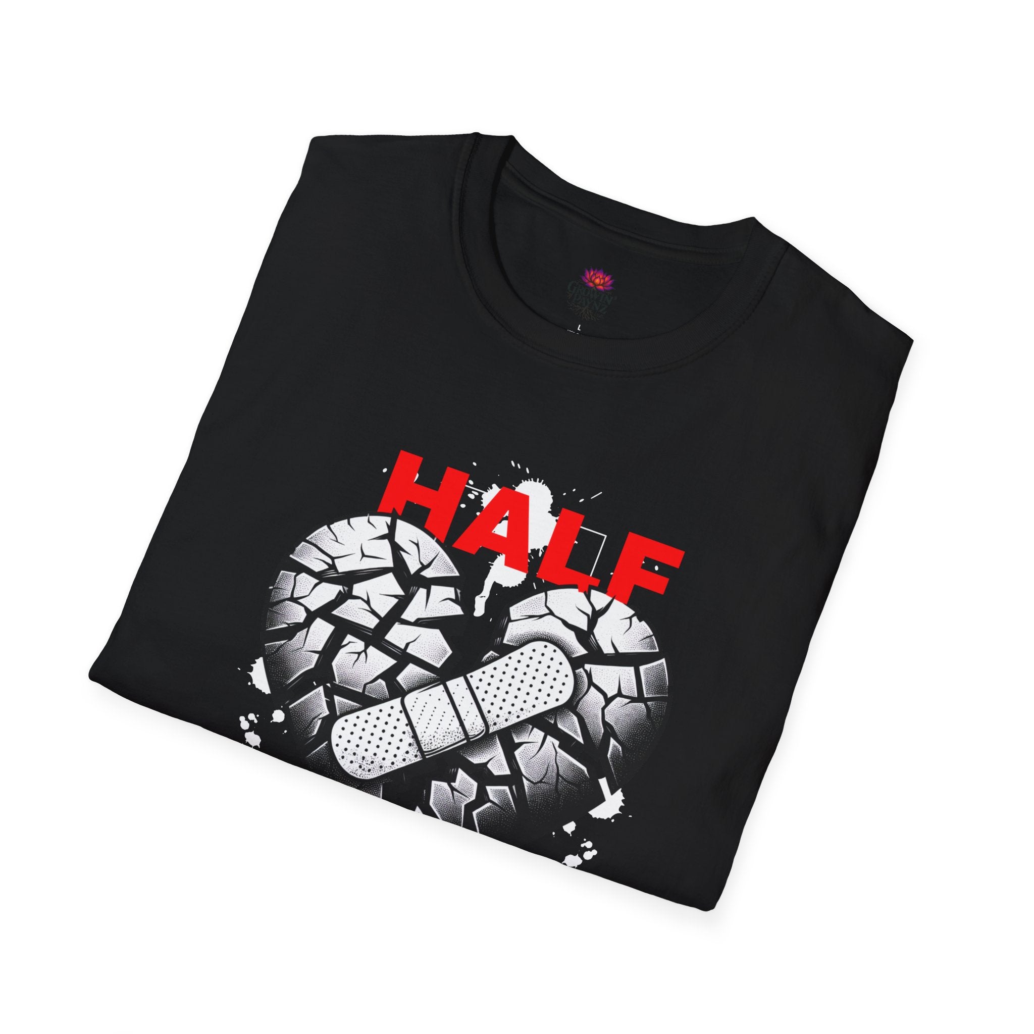 (DESIGN PRINT ON FRONT)  Half OK Heart Unisex T-Shirt - Softstyle Tee, Casual Wear, Gift for Friends, Heartbreak T-Shirt, Everyday Comfort