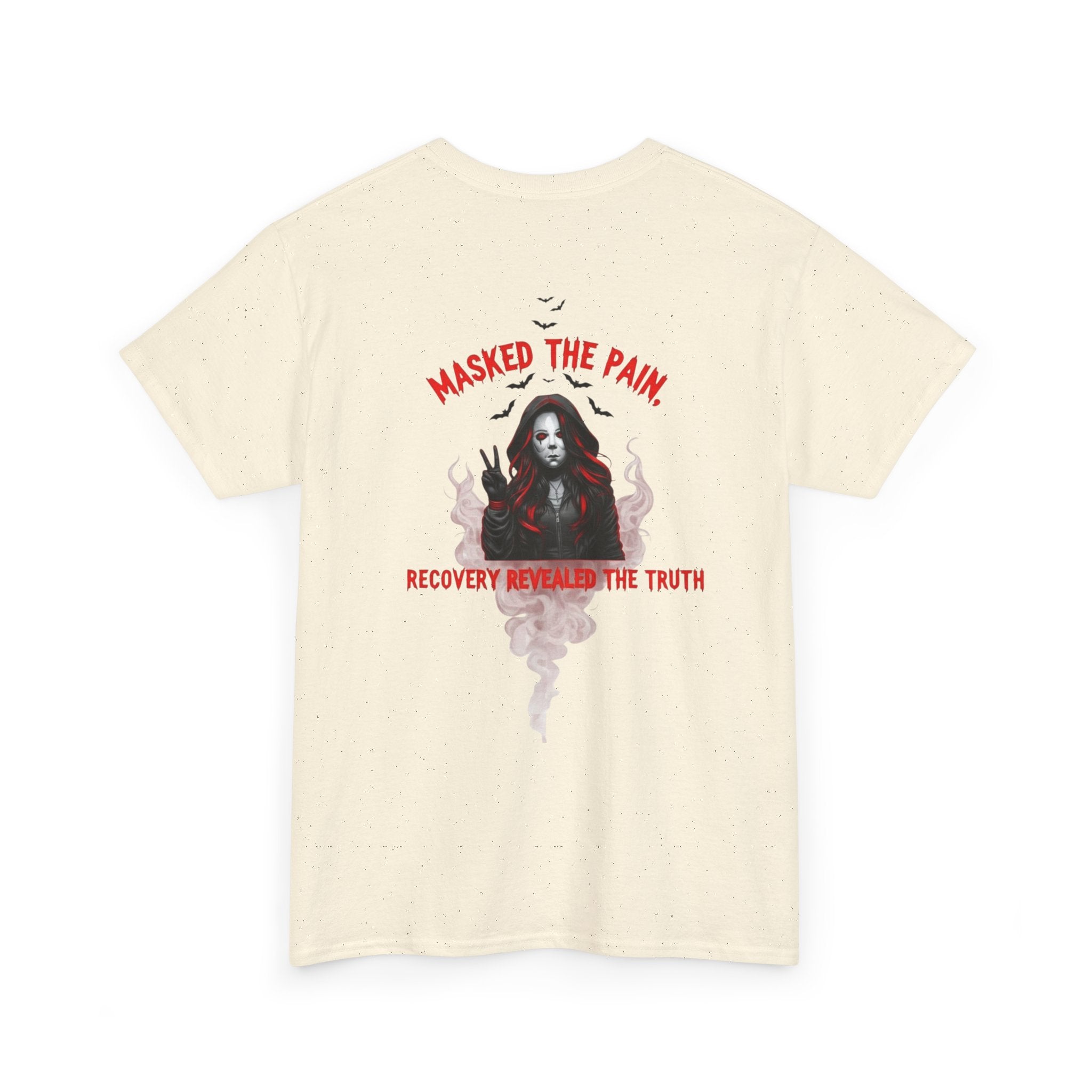 Masked the Pain Unisex Heavy Cotton Tee, Recovery Shirt, Grunge Fashion Tee, Statement Graphic Tee, Motivational Clothing