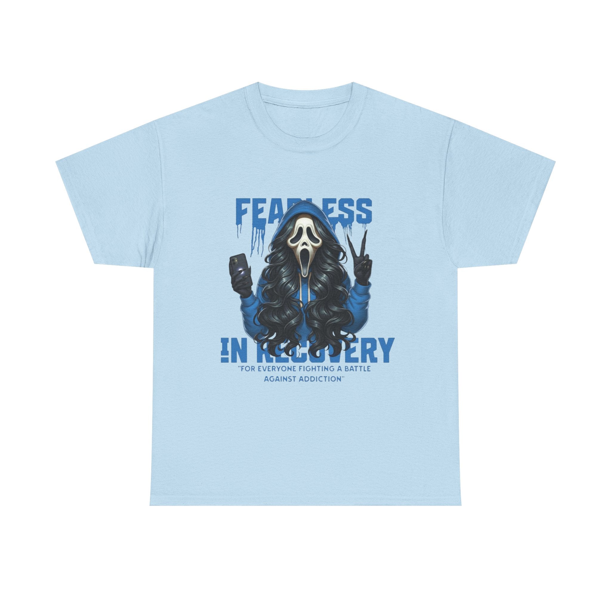 (DESIGN ON FRONT) Fearless in Recovery Tee, Motivational T-Shirt, Unisex Cotton Shirt, Recovery Awareness Apparel, Gift for Support, Inspirational Wear