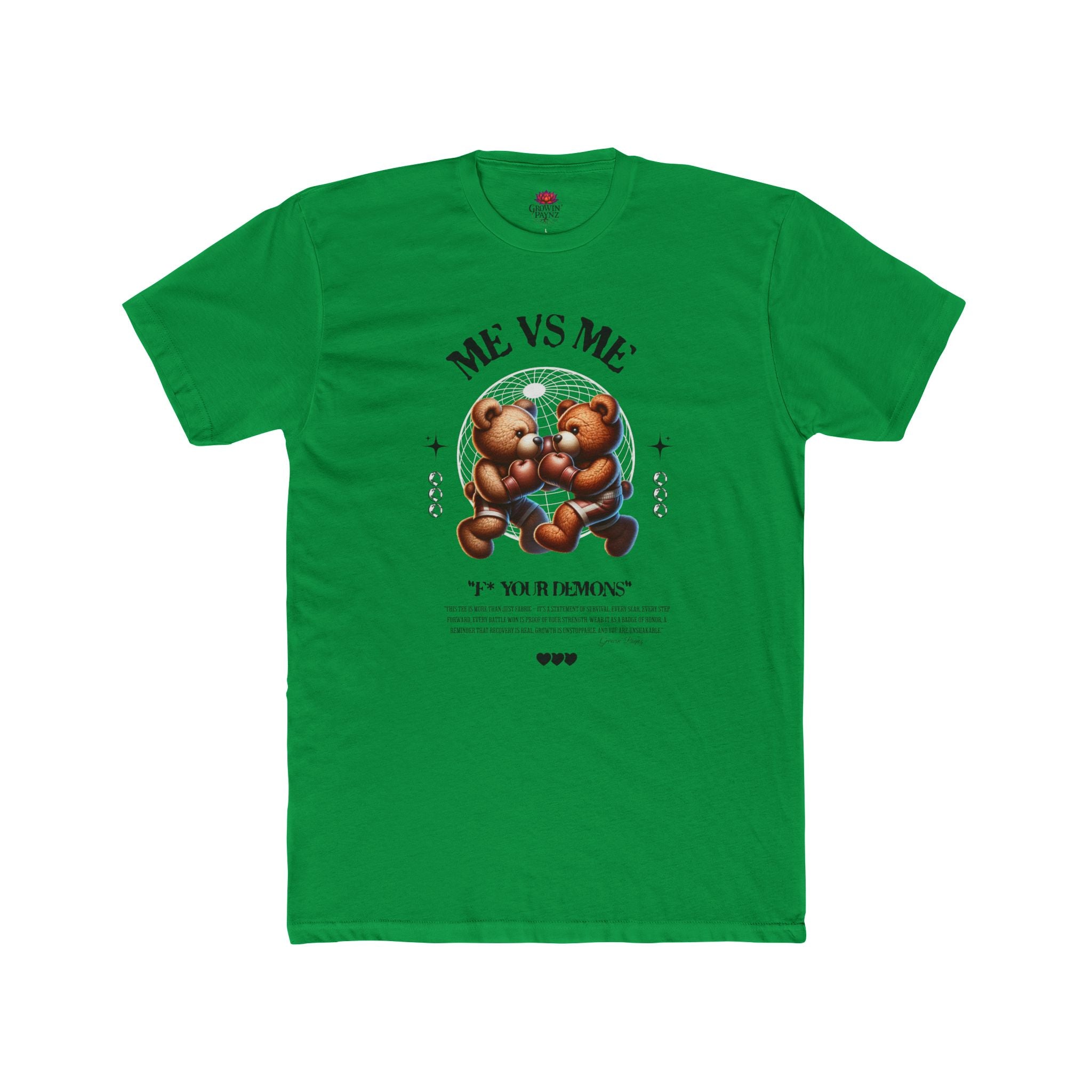 (DESIGN PRINT ON FRONT)  Me vs Me Bear Graphic Tee, Unisex Cotton Crew T-Shirt, Cute Casual Top, Perfect Gift for Friends, Birthday & Everyday Wear