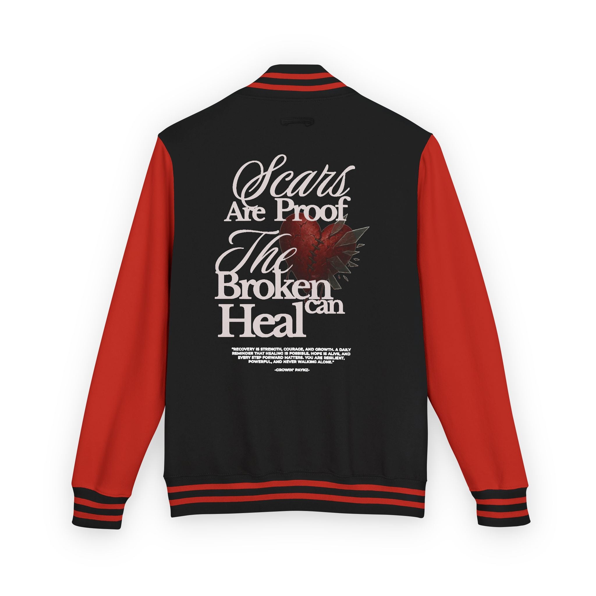 Unisex Heavyweight Letterman Jacket with Inspirational Quote - Perfect for College, Gifts, Motivational Wear, Casual Style, Team Spirit