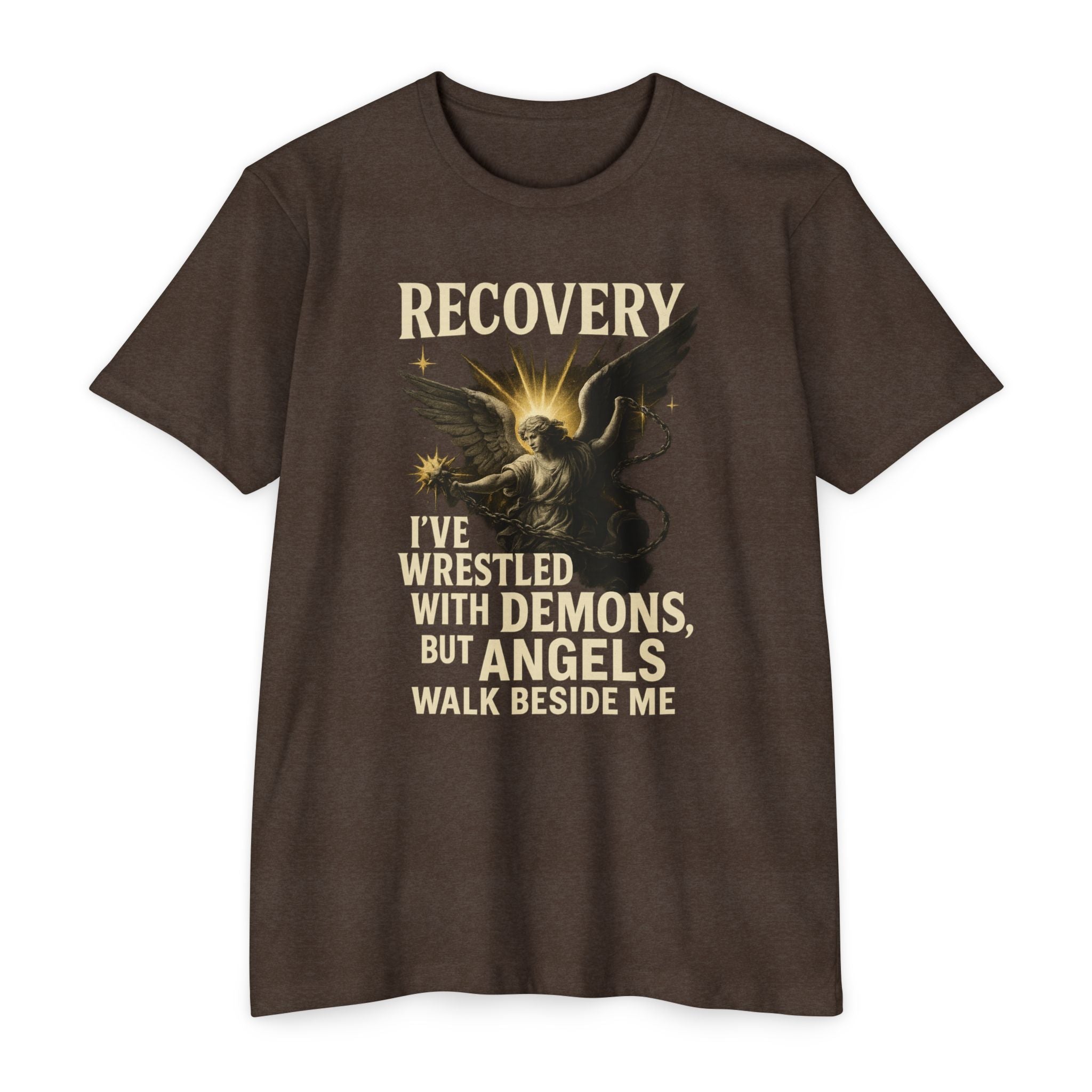 (DESIGN ON FRONT) Recovery Wings Unisex T-Shirt | Inspirational Graphic Tee | Recovery Journey | Mental Health Awareness | Gift for Friends