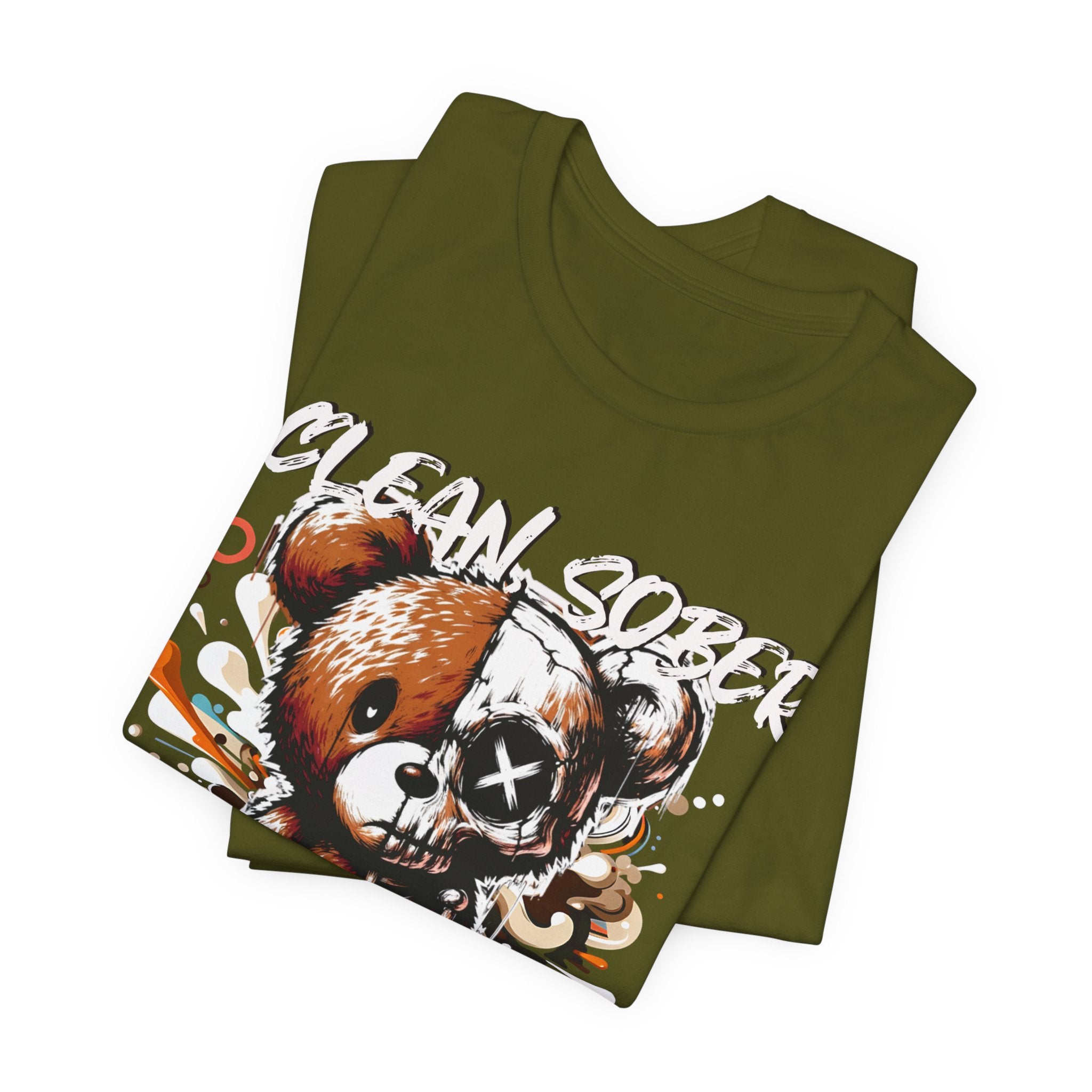 (DESIGN PRINT ON FRONT)  Clean Sober & Savage Tee | Unisex Short Sleeve T-Shirt, Recovery Apparel, Motivational Shirt, Casual Wear, Gift for Sobriety Celebrations