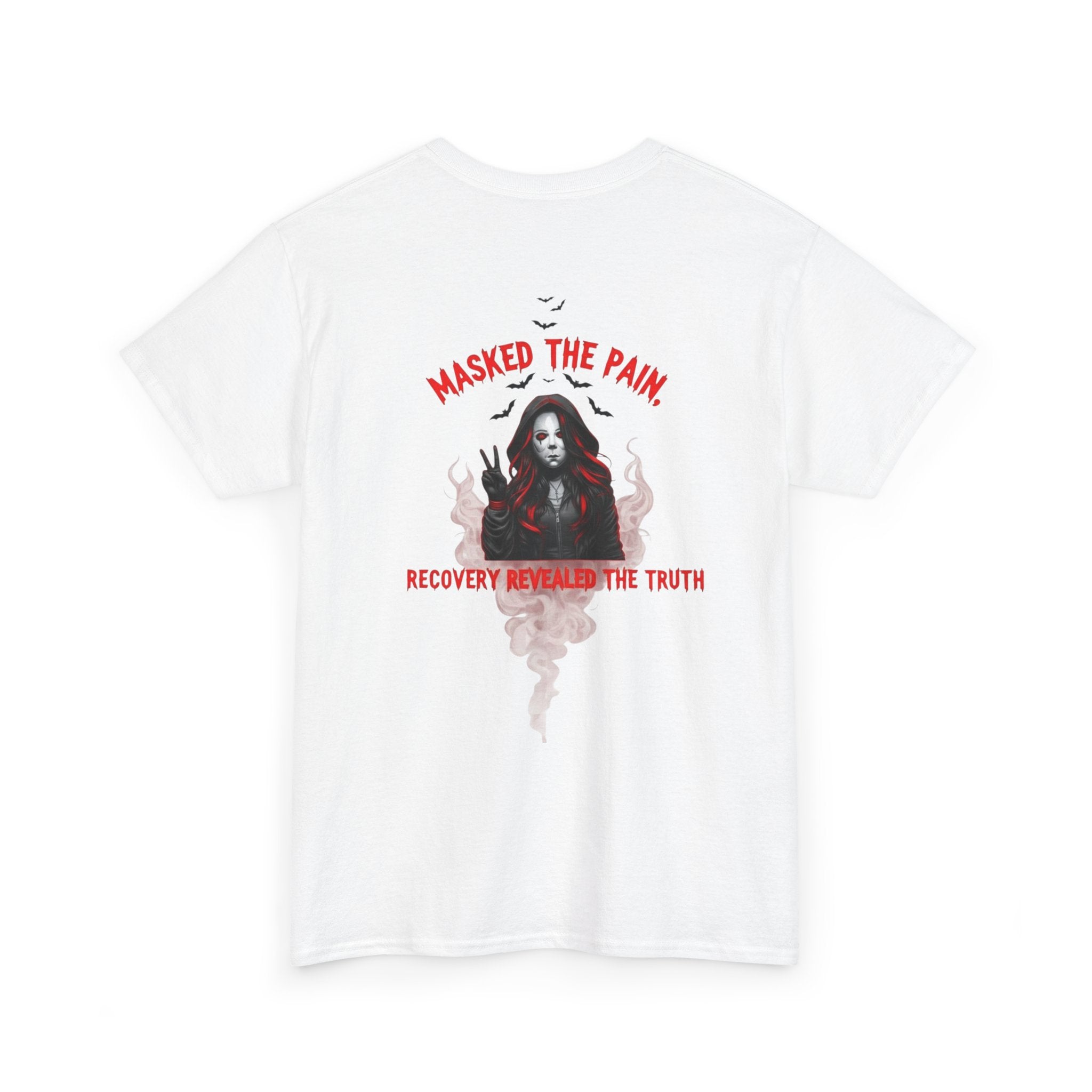 Masked the Pain Unisex Heavy Cotton Tee, Recovery Shirt, Grunge Fashion Tee, Statement Graphic Tee, Motivational Clothing
