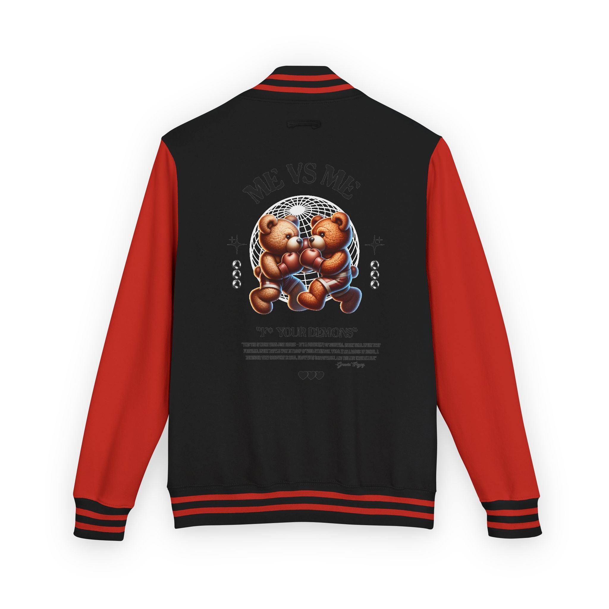 Retro Bear-Themed Unisex Heavyweight Letterman Jacket | Vintage Charm, Cozy Layer, Perfect Gift, Fashion Statement, Trendy Outerwear