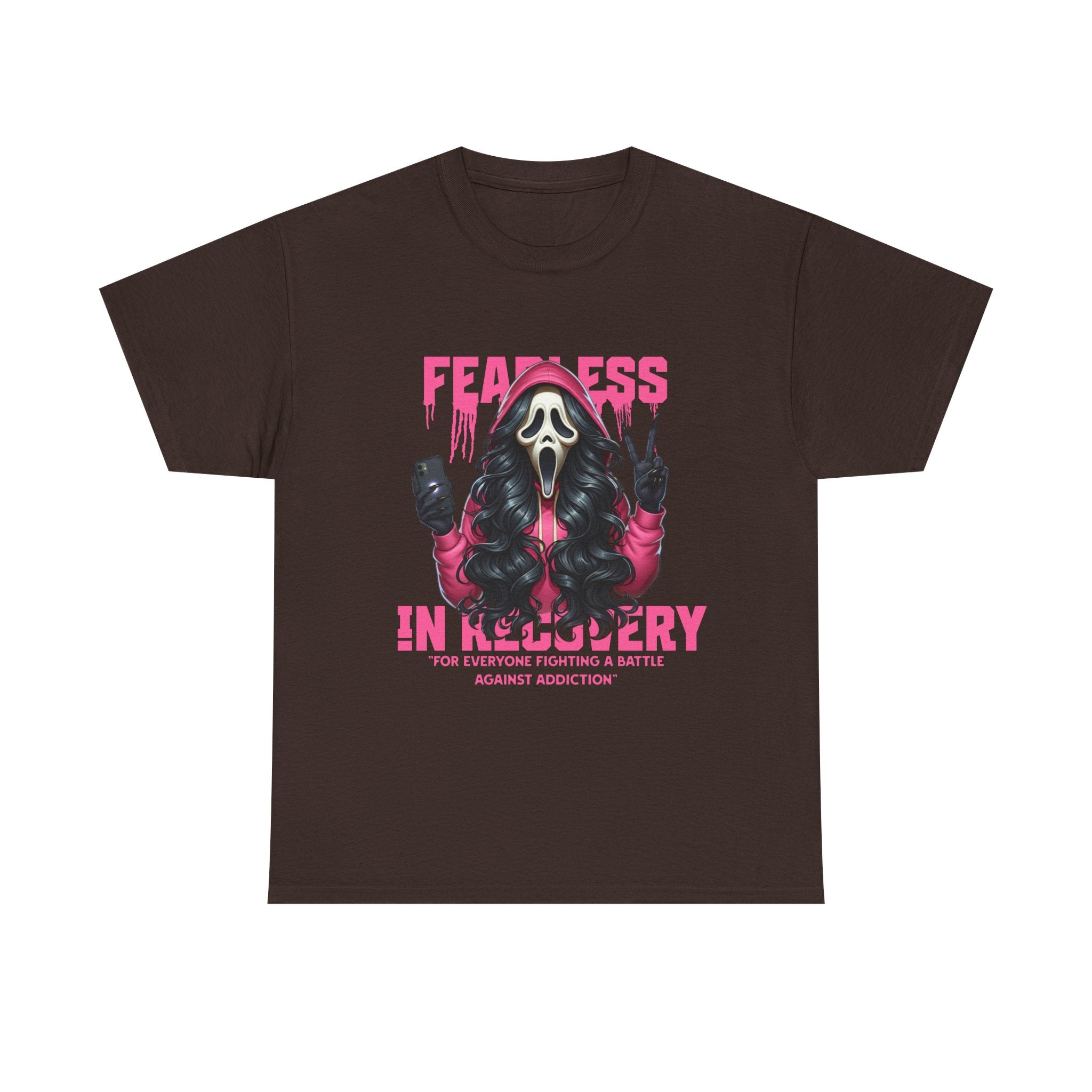 (DESIGN ON FRONT) Fearless in Recovery Tee, Support Shirt, Gift for Friends, Addiction Awareness, Motivational T-Shirt, Recovery Advocate Wear