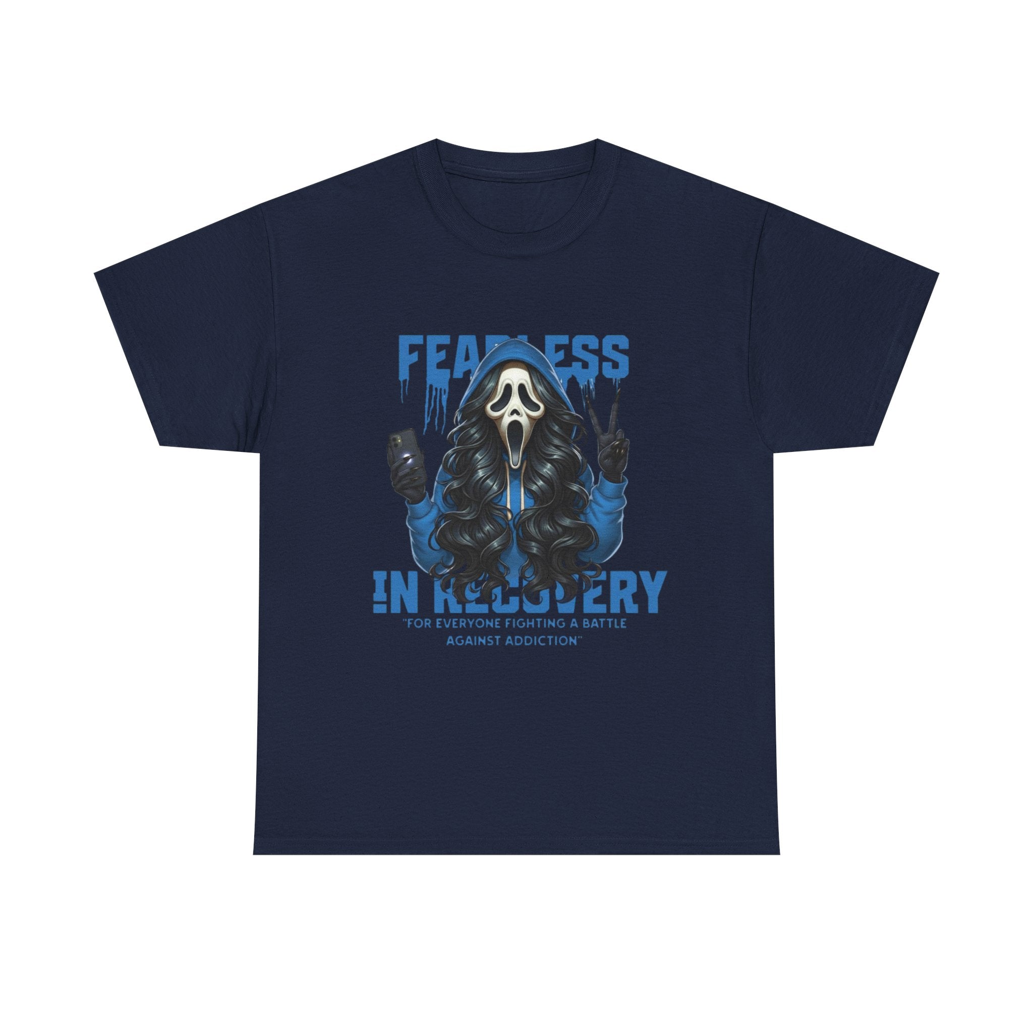 (DESIGN ON FRONT) Fearless in Recovery Tee, Motivational T-Shirt, Unisex Cotton Shirt, Recovery Awareness Apparel, Gift for Support, Inspirational Wear