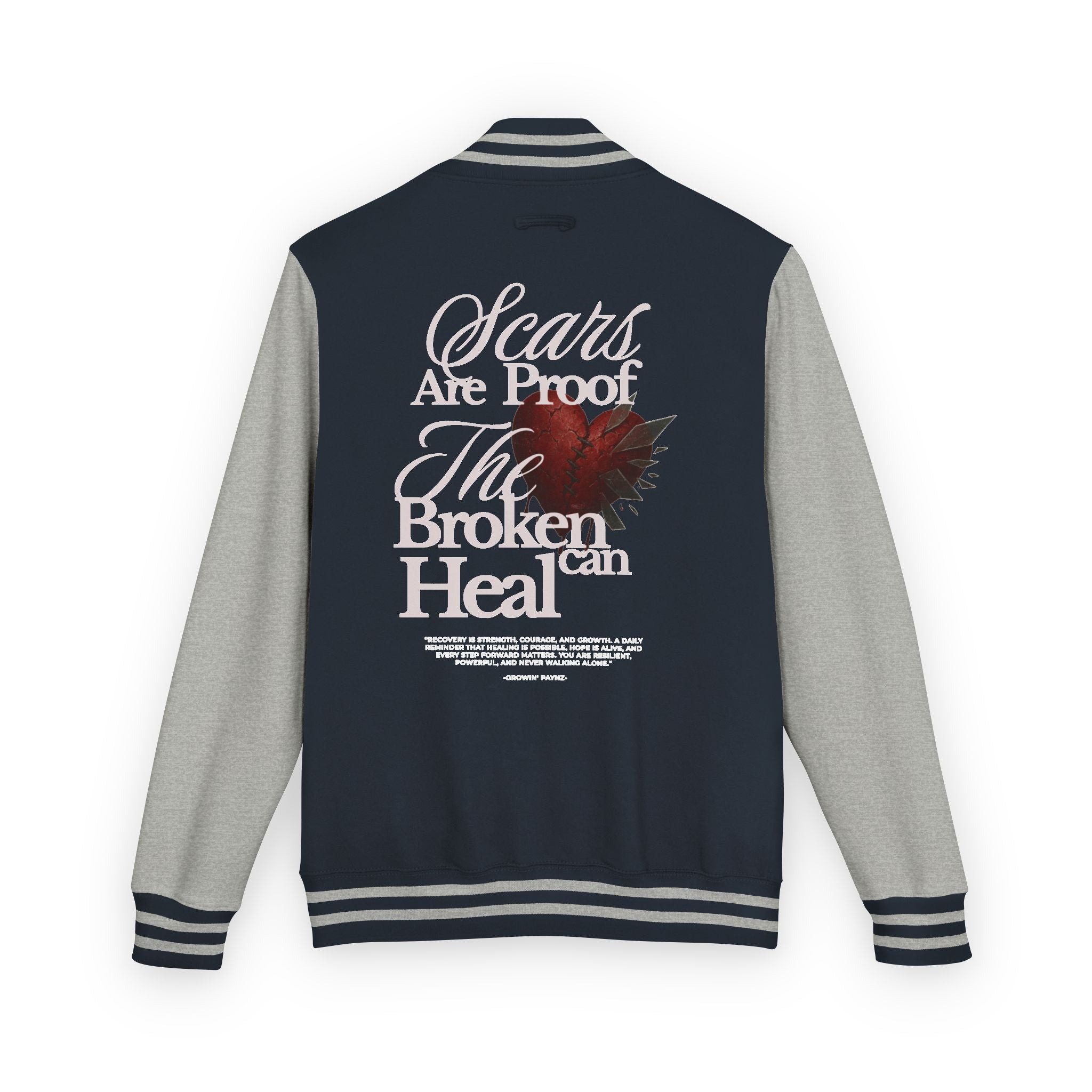 Unisex Heavyweight Letterman Jacket with Inspirational Quote - Perfect for College, Gifts, Motivational Wear, Casual Style, Team Spirit