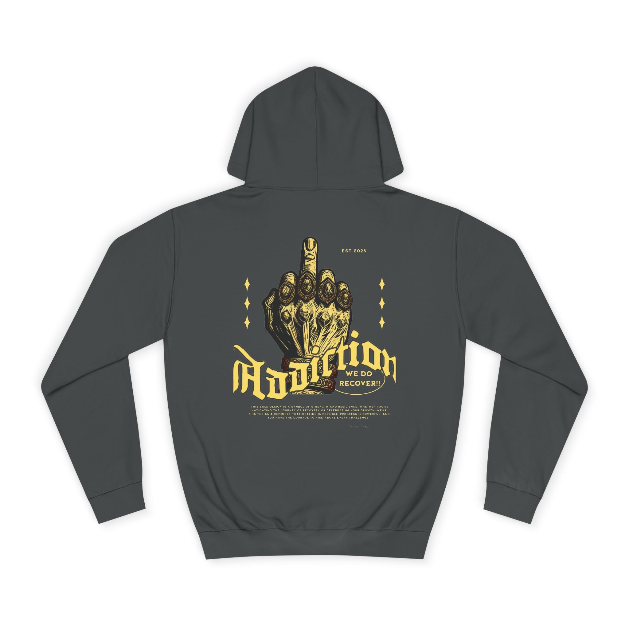 Addiction Unisex College Hoodie - Cozy Streetwear, Gift for Students, Casual Fashion, Graphic Pullover, Perfect for College Events