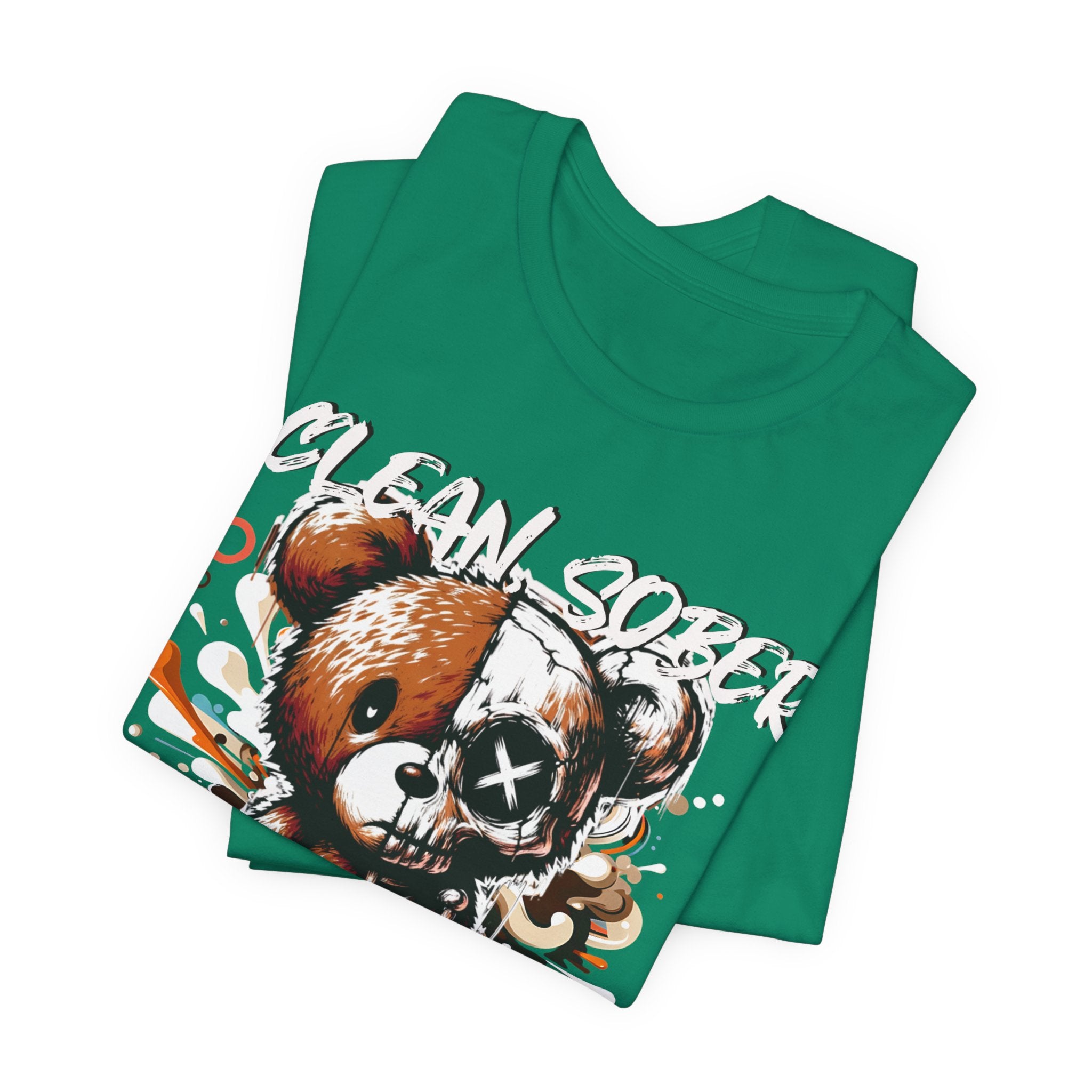 (DESIGN PRINT ON FRONT)  Clean Sober & Savage Tee | Unisex Short Sleeve T-Shirt, Recovery Apparel, Motivational Shirt, Casual Wear, Gift for Sobriety Celebrations