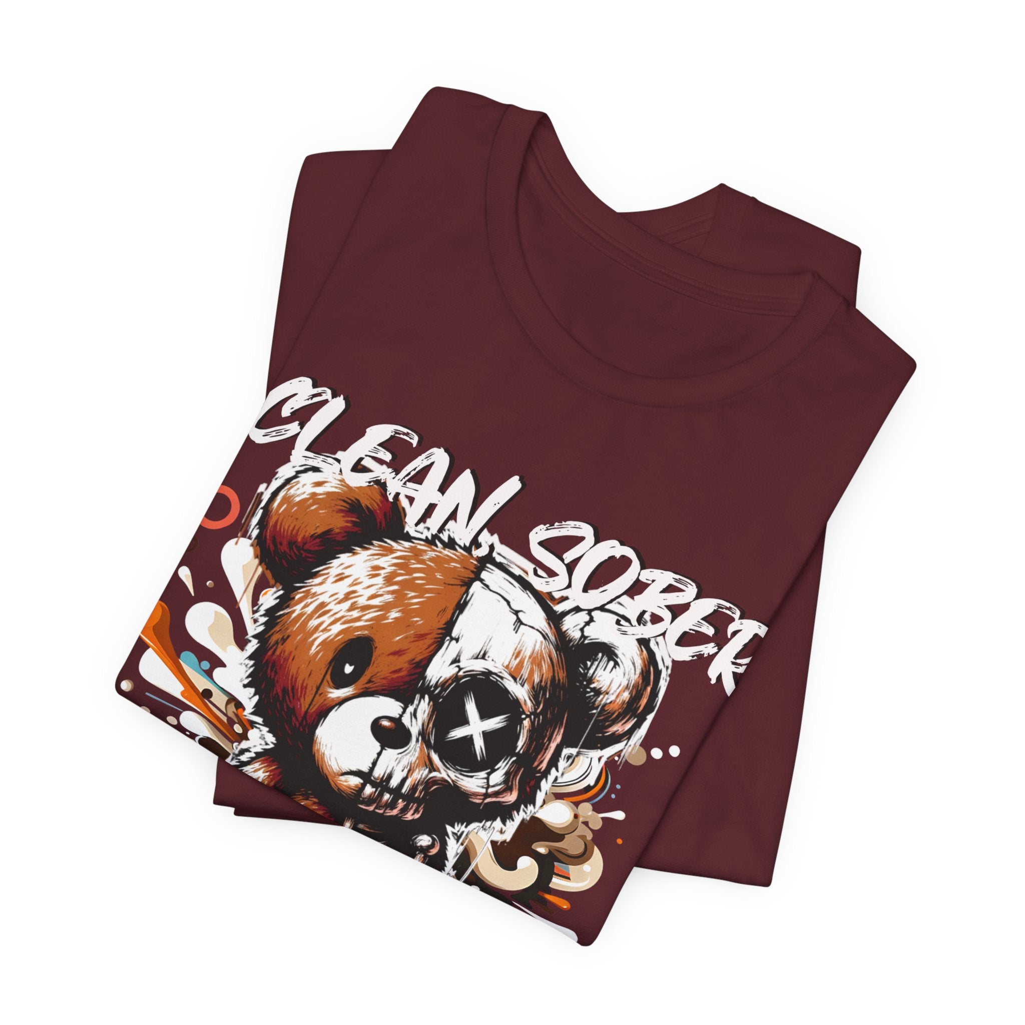 (DESIGN PRINT ON FRONT)  Clean Sober & Savage Tee | Unisex Short Sleeve T-Shirt, Recovery Apparel, Motivational Shirt, Casual Wear, Gift for Sobriety Celebrations