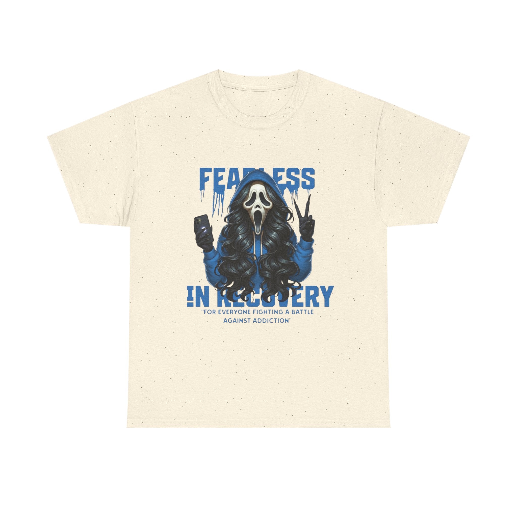 (DESIGN ON FRONT) Fearless in Recovery Tee, Motivational T-Shirt, Unisex Cotton Shirt, Recovery Awareness Apparel, Gift for Support, Inspirational Wear