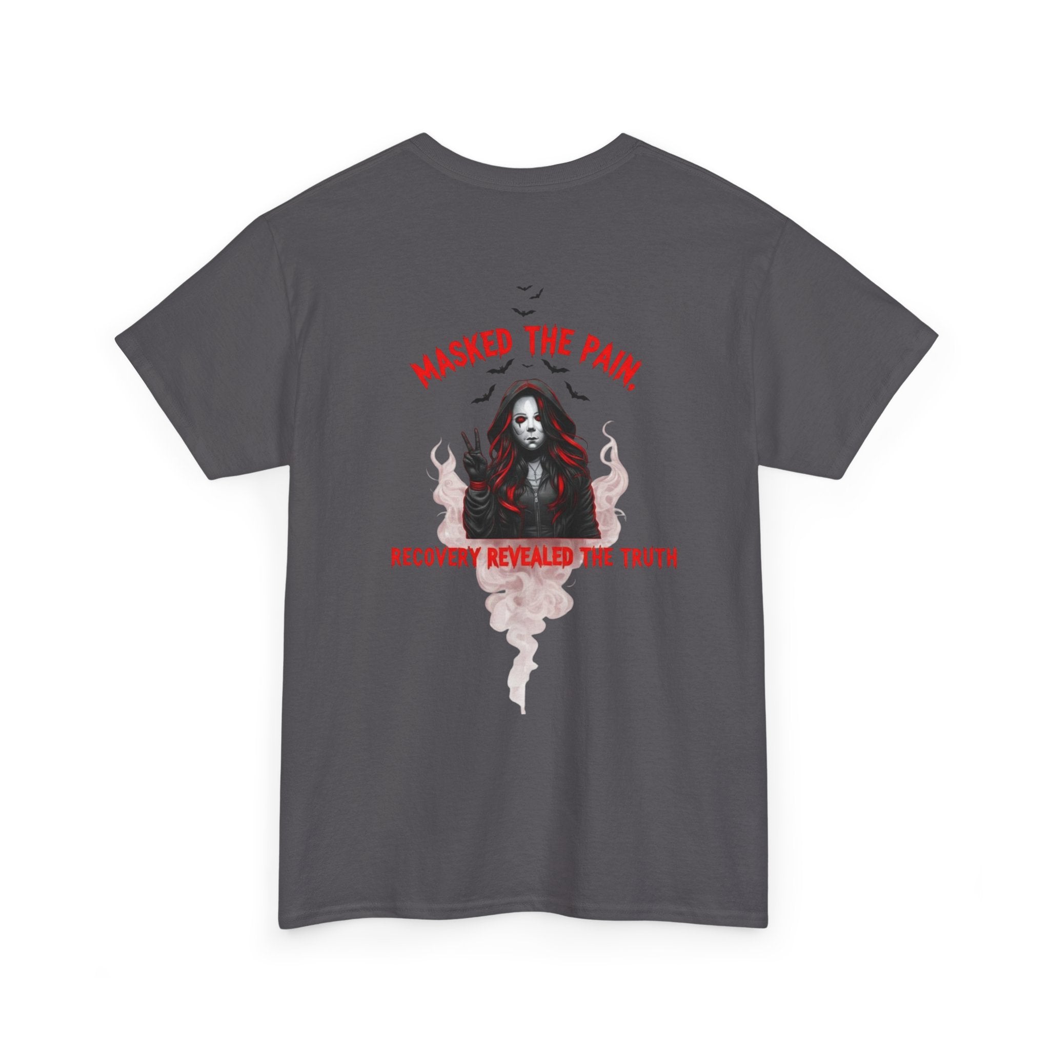 Masked the Pain Unisex Heavy Cotton Tee, Recovery Shirt, Grunge Fashion Tee, Statement Graphic Tee, Motivational Clothing