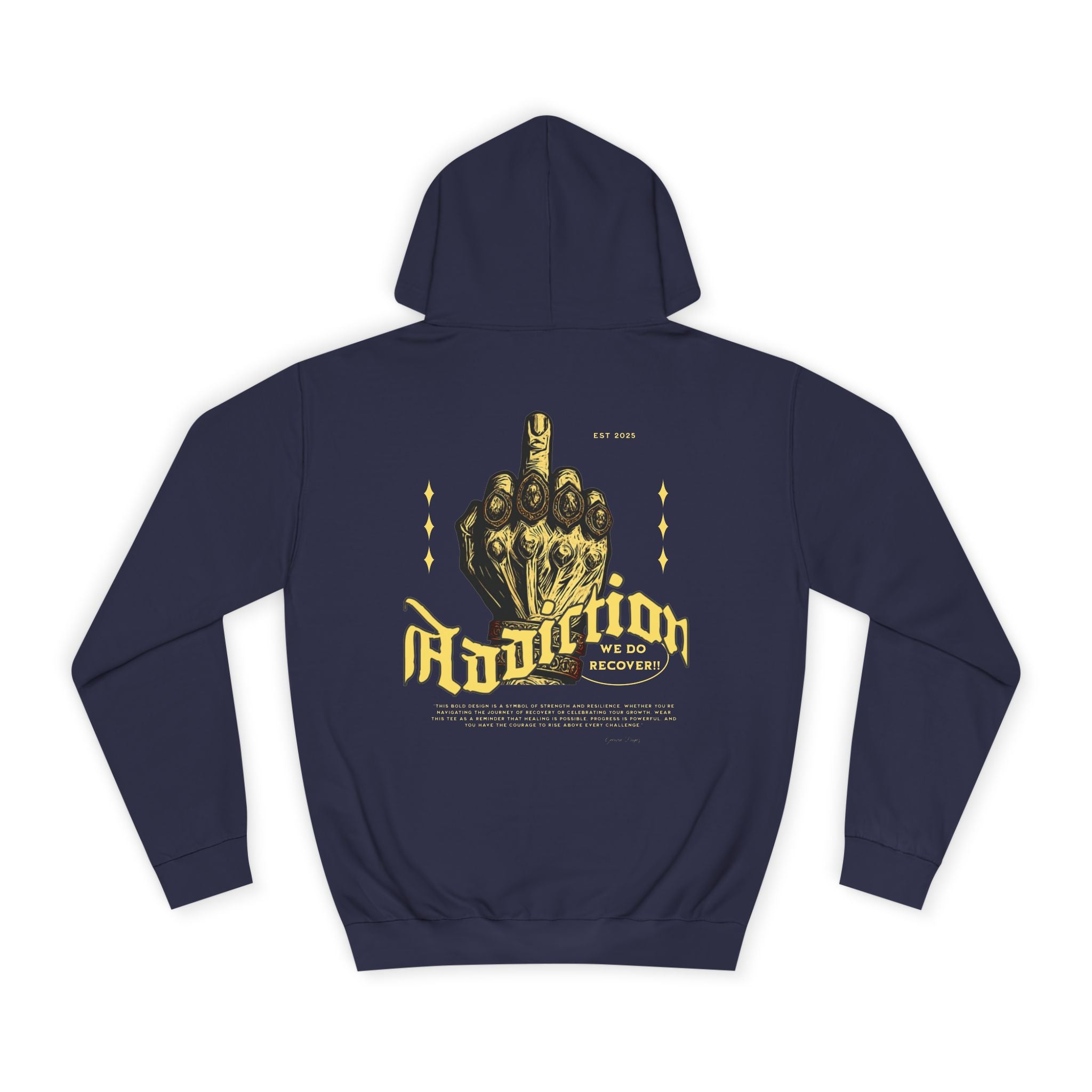Addiction Unisex College Hoodie - Cozy Streetwear, Gift for Students, Casual Fashion, Graphic Pullover, Perfect for College Events