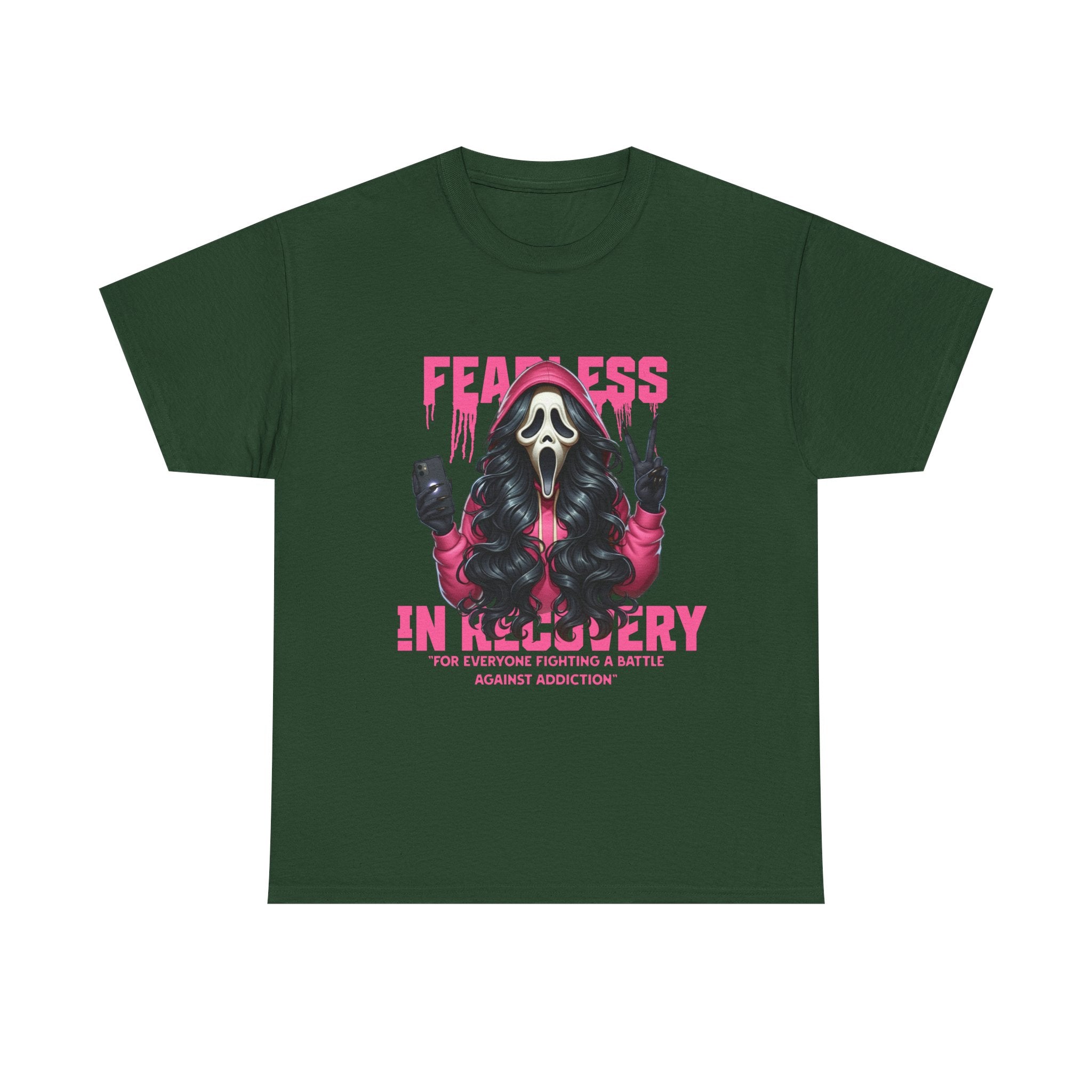 (DESIGN ON FRONT) Fearless in Recovery Tee, Support Shirt, Gift for Friends, Addiction Awareness, Motivational T-Shirt, Recovery Advocate Wear
