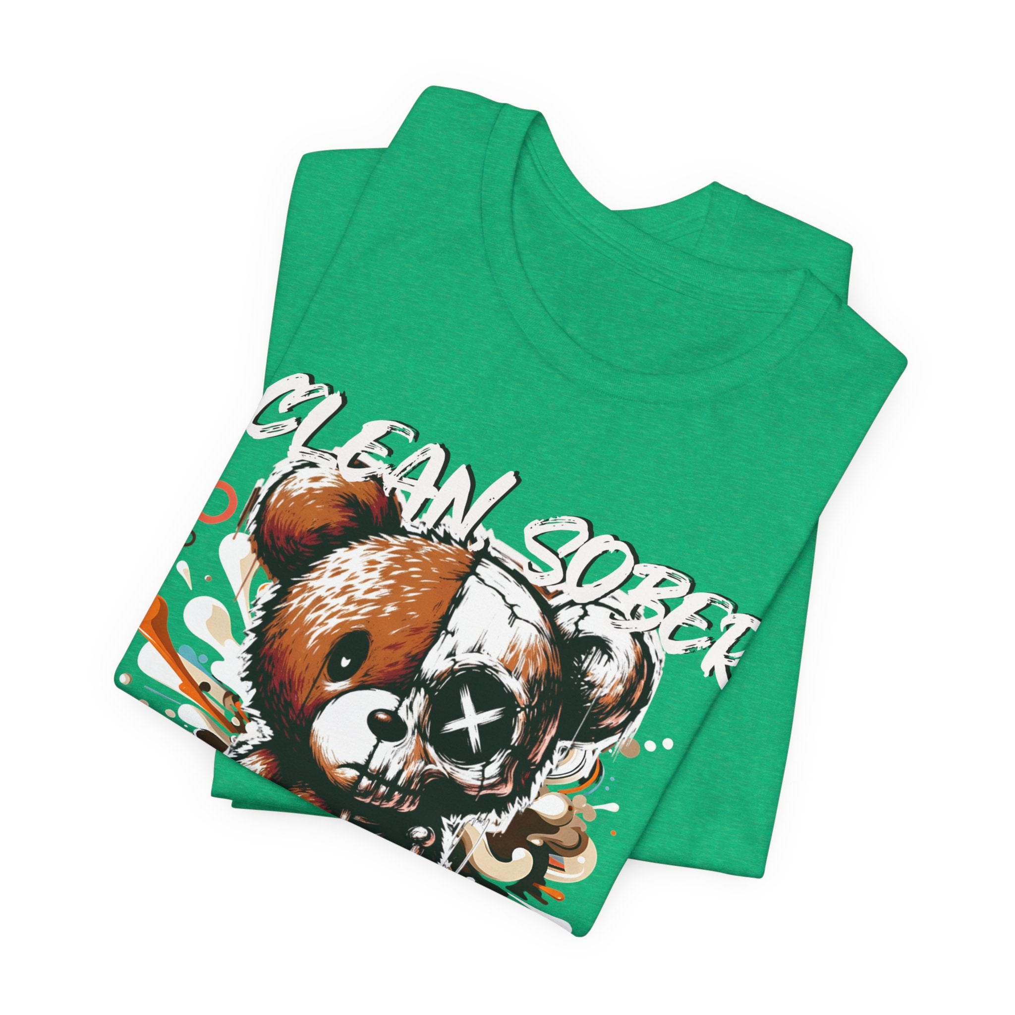 (DESIGN PRINT ON FRONT)  Clean Sober & Savage Tee | Unisex Short Sleeve T-Shirt, Recovery Apparel, Motivational Shirt, Casual Wear, Gift for Sobriety Celebrations