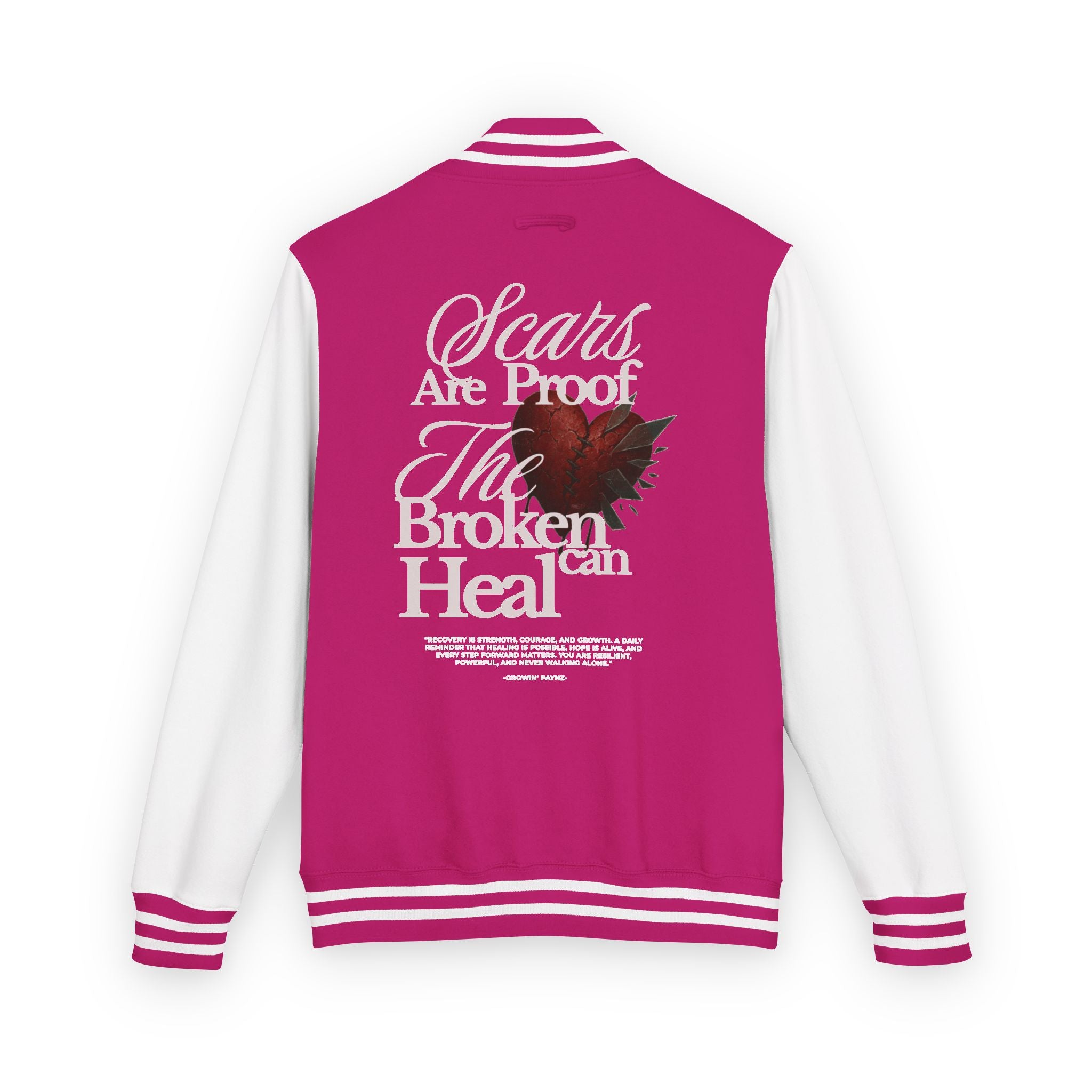 Unisex Heavyweight Letterman Jacket with Inspirational Quote - Perfect for College, Gifts, Motivational Wear, Casual Style, Team Spirit