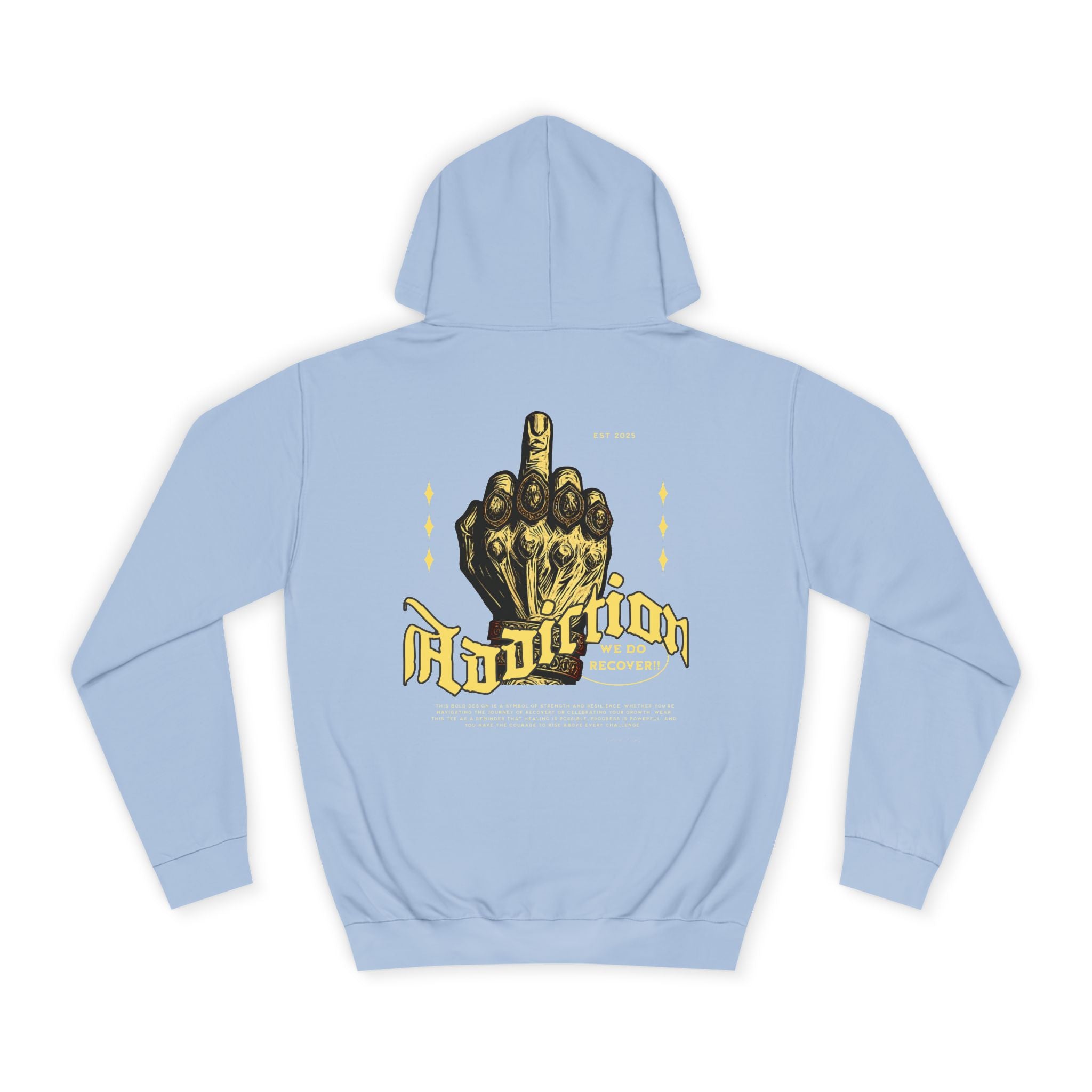 Addiction Unisex College Hoodie - Cozy Streetwear, Gift for Students, Casual Fashion, Graphic Pullover, Perfect for College Events