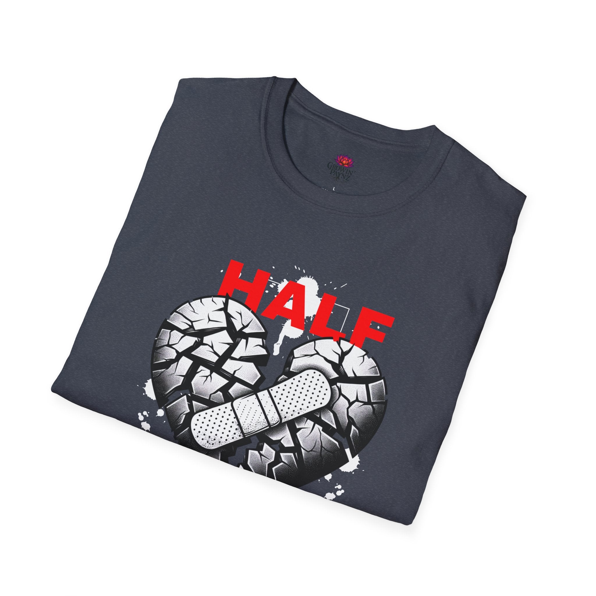 (DESIGN PRINT ON FRONT)  Half OK Heart Unisex T-Shirt - Softstyle Tee, Casual Wear, Gift for Friends, Heartbreak T-Shirt, Everyday Comfort