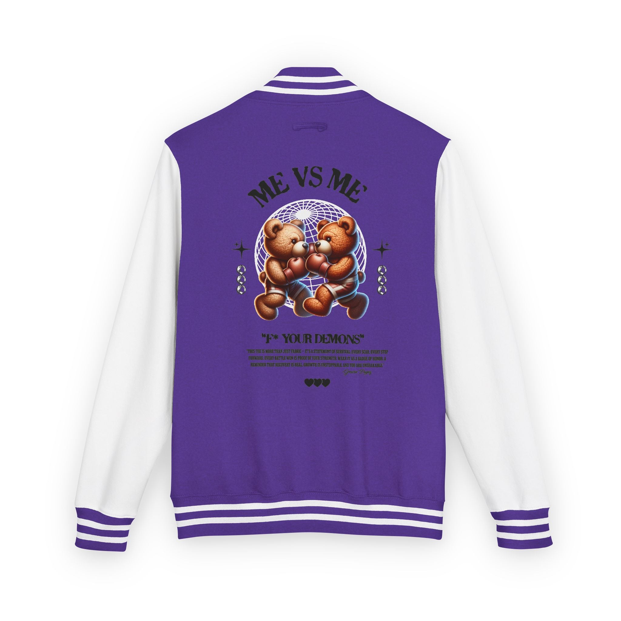 Retro Bear-Themed Unisex Heavyweight Letterman Jacket | Vintage Charm, Cozy Layer, Perfect Gift, Fashion Statement, Trendy Outerwear