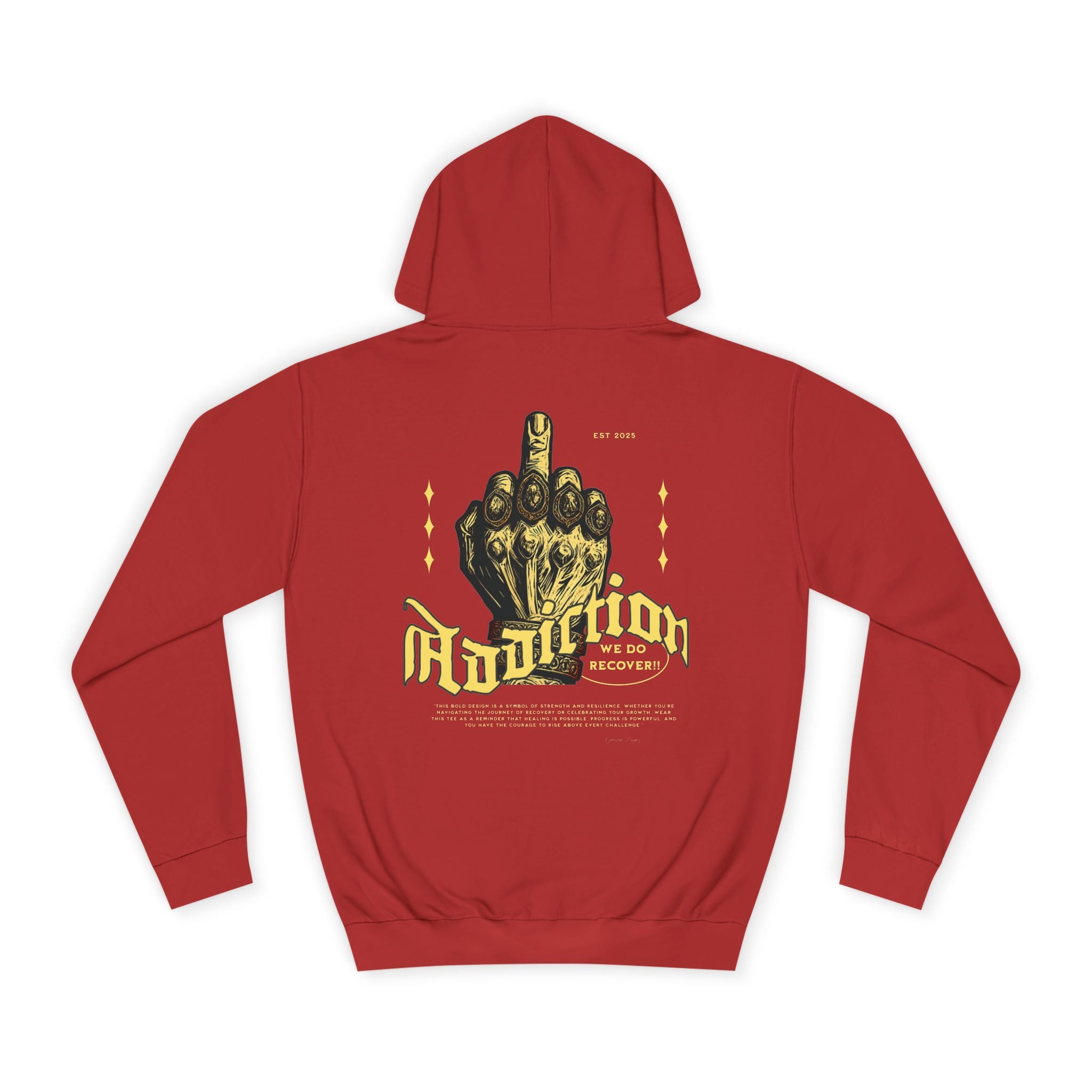 Addiction Unisex College Hoodie - Cozy Streetwear, Gift for Students, Casual Fashion, Graphic Pullover, Perfect for College Events
