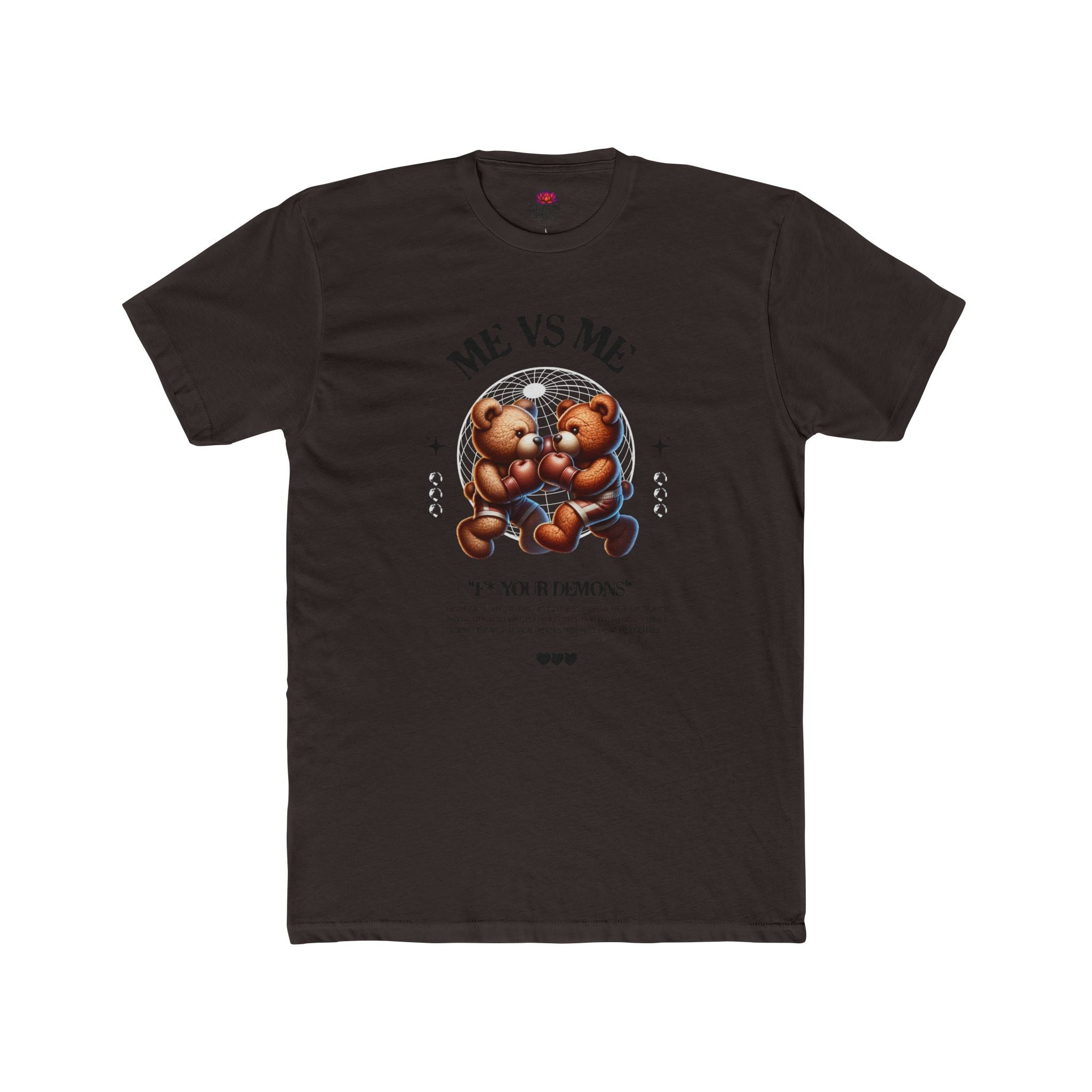 (DESIGN PRINT ON FRONT)  Me vs Me Bear Graphic Tee, Unisex Cotton Crew T-Shirt, Cute Casual Top, Perfect Gift for Friends, Birthday & Everyday Wear