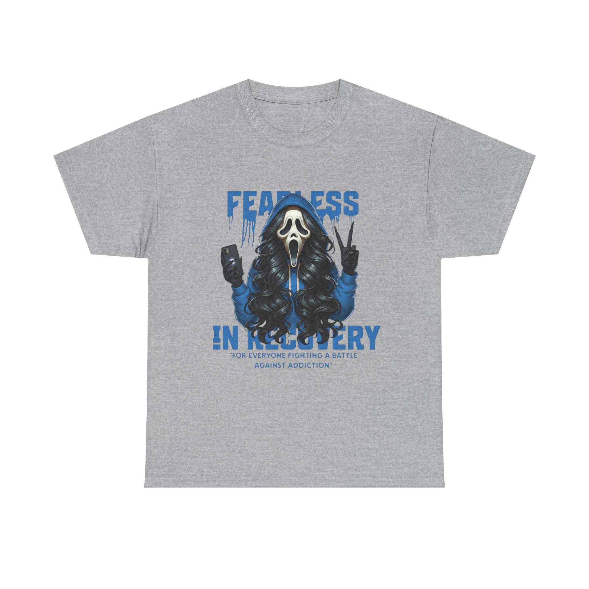 (DESIGN ON FRONT) Fearless in Recovery Tee, Motivational T-Shirt, Unisex Cotton Shirt, Recovery Awareness Apparel, Gift for Support, Inspirational Wear