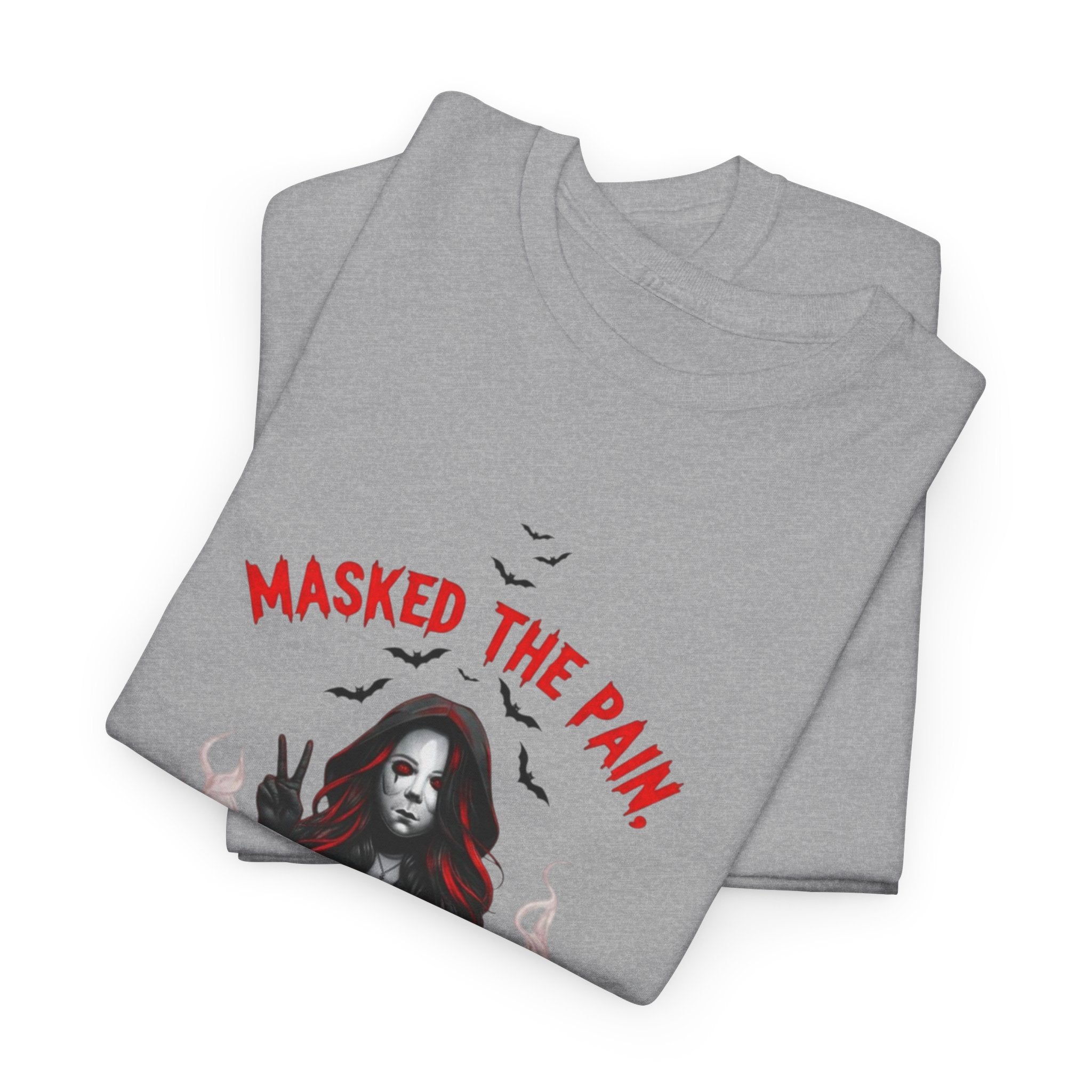 Gothic Graphic Tee - Masked The Pain, Recovery, Truth, Unisex Heavy Cotton Shirt, Alternative Fashion, Self-Care Apparel, Edgy Gift