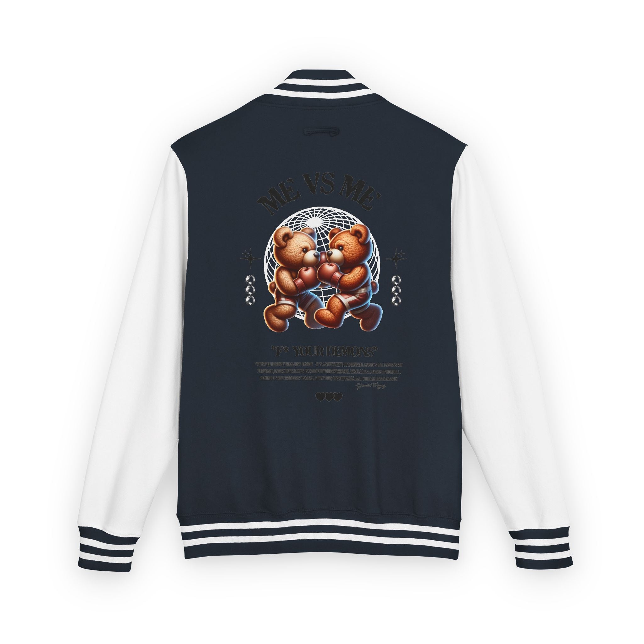 Retro Bear-Themed Unisex Heavyweight Letterman Jacket | Vintage Charm, Cozy Layer, Perfect Gift, Fashion Statement, Trendy Outerwear
