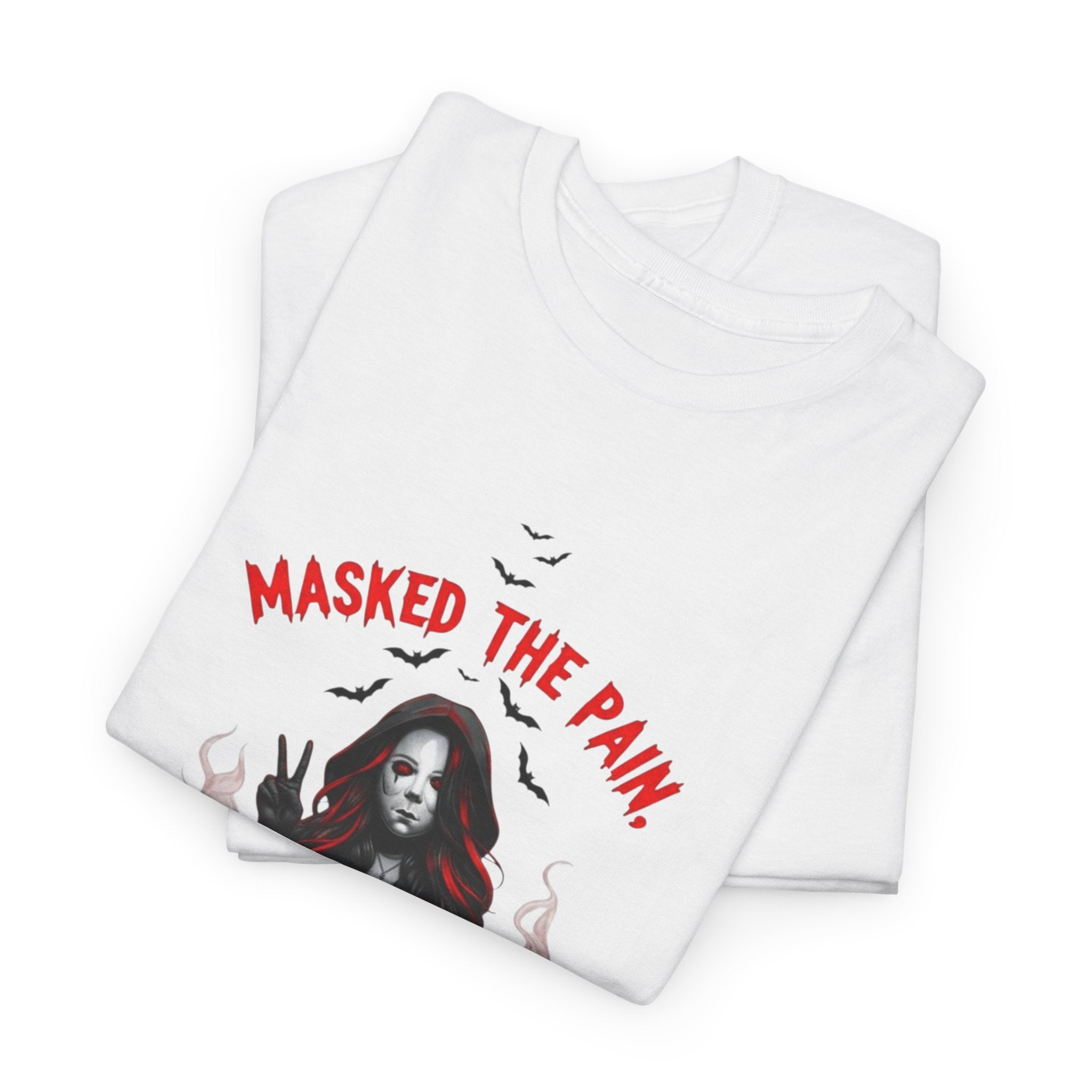 Gothic Graphic Tee - Masked The Pain, Recovery, Truth, Unisex Heavy Cotton Shirt, Alternative Fashion, Self-Care Apparel, Edgy Gift