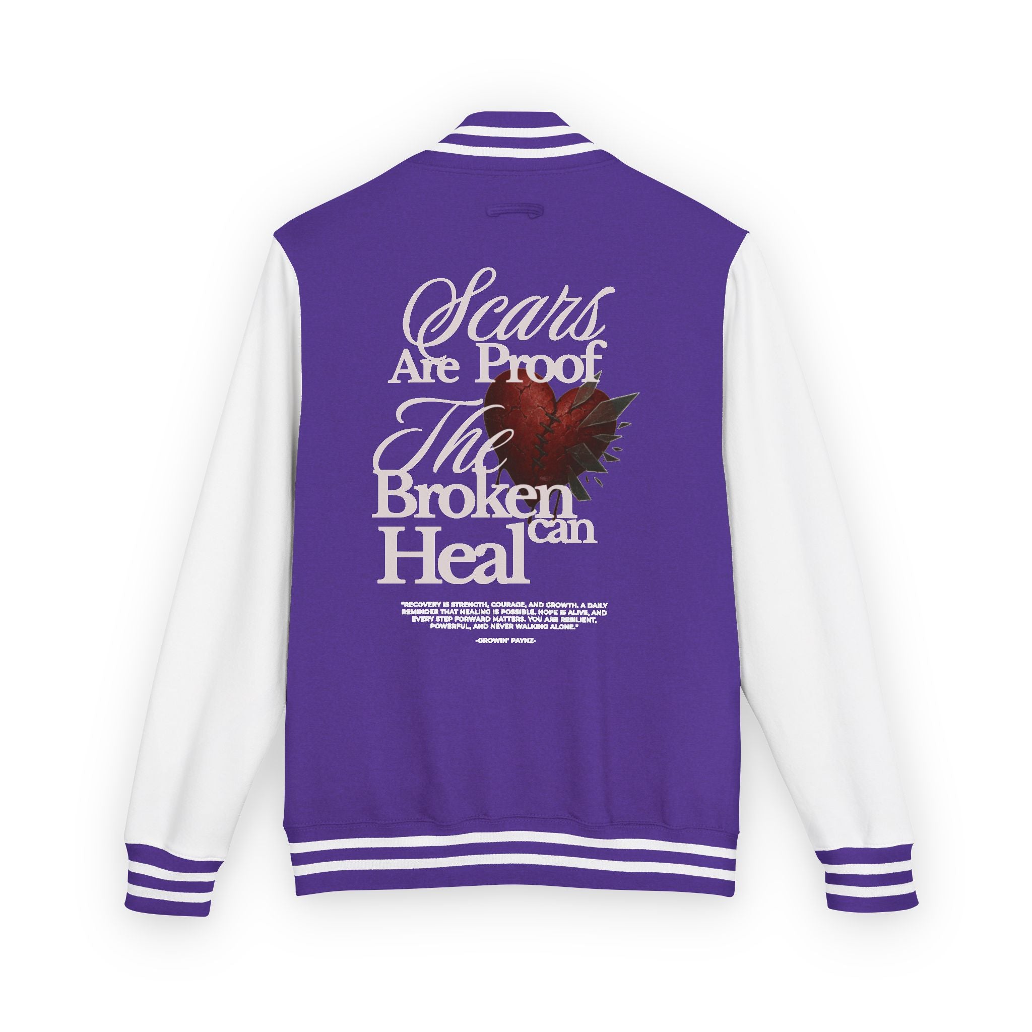 Unisex Heavyweight Letterman Jacket with Inspirational Quote - Perfect for College, Gifts, Motivational Wear, Casual Style, Team Spirit