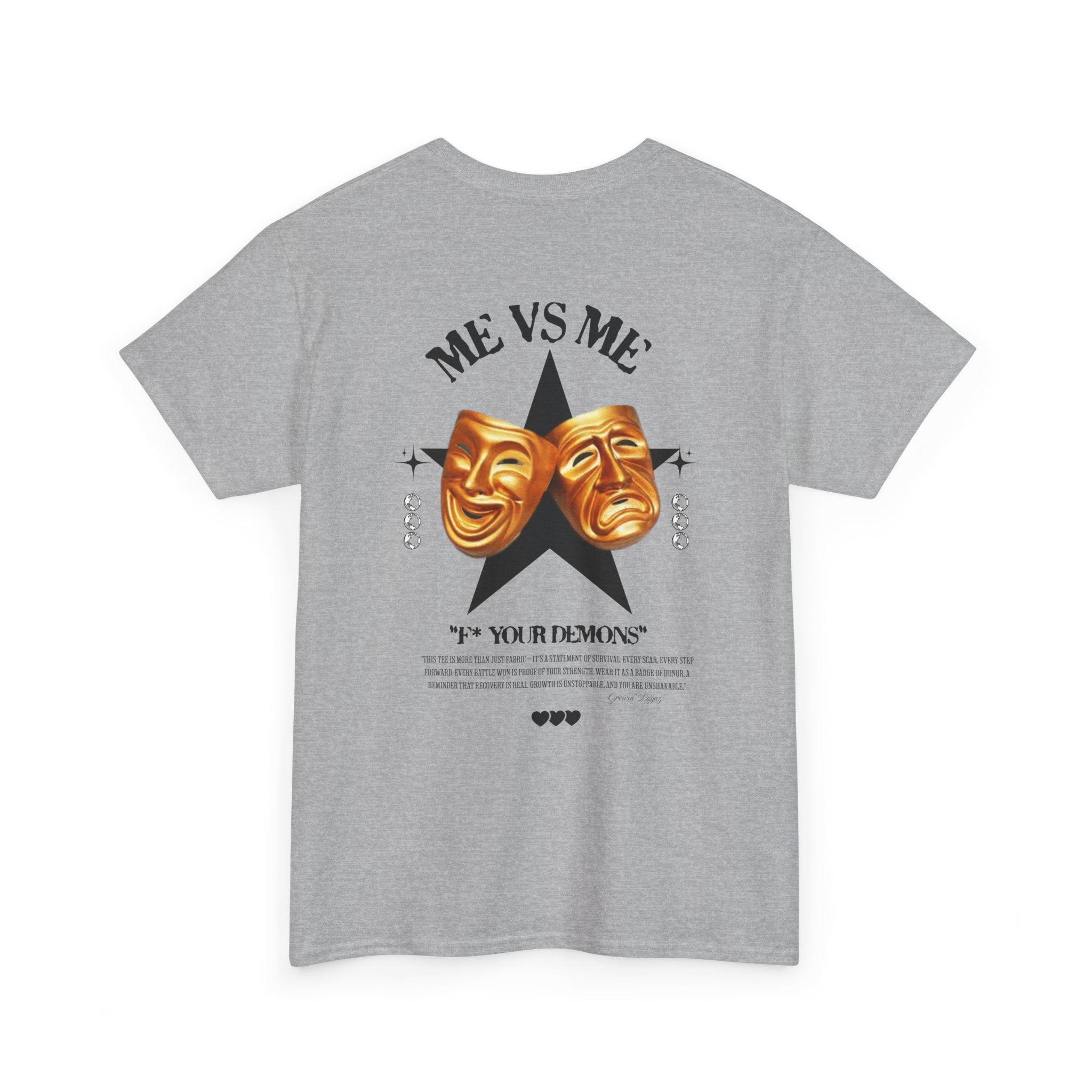 (DESIGN PRINT ON BACK)  Me vs. Me Unisex Motivational Tee - Fit for Daily Wear, Casual Events, Gift for Friends, Self-expression, Inspirational Quotes