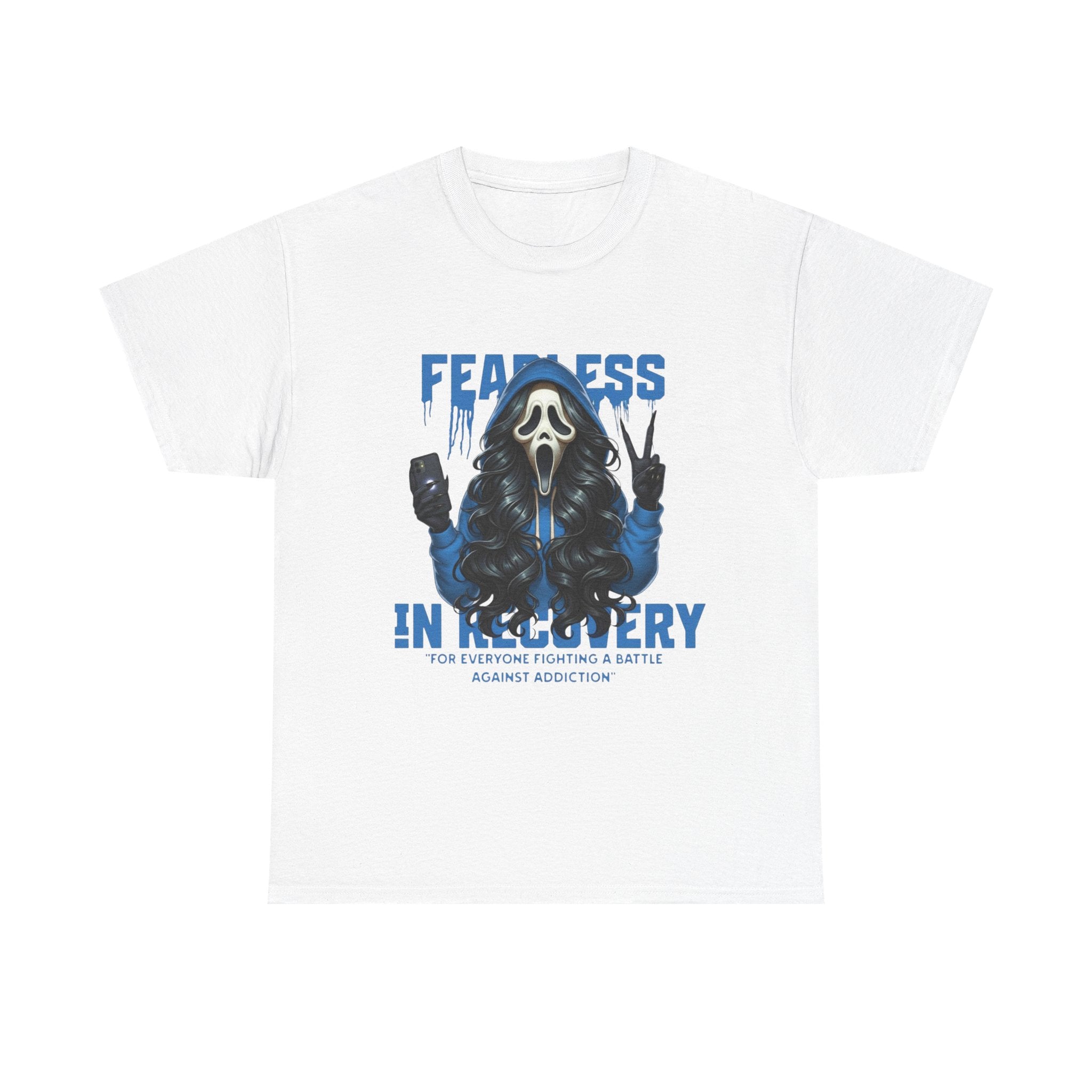 (DESIGN ON FRONT) Fearless in Recovery Tee, Motivational T-Shirt, Unisex Cotton Shirt, Recovery Awareness Apparel, Gift for Support, Inspirational Wear