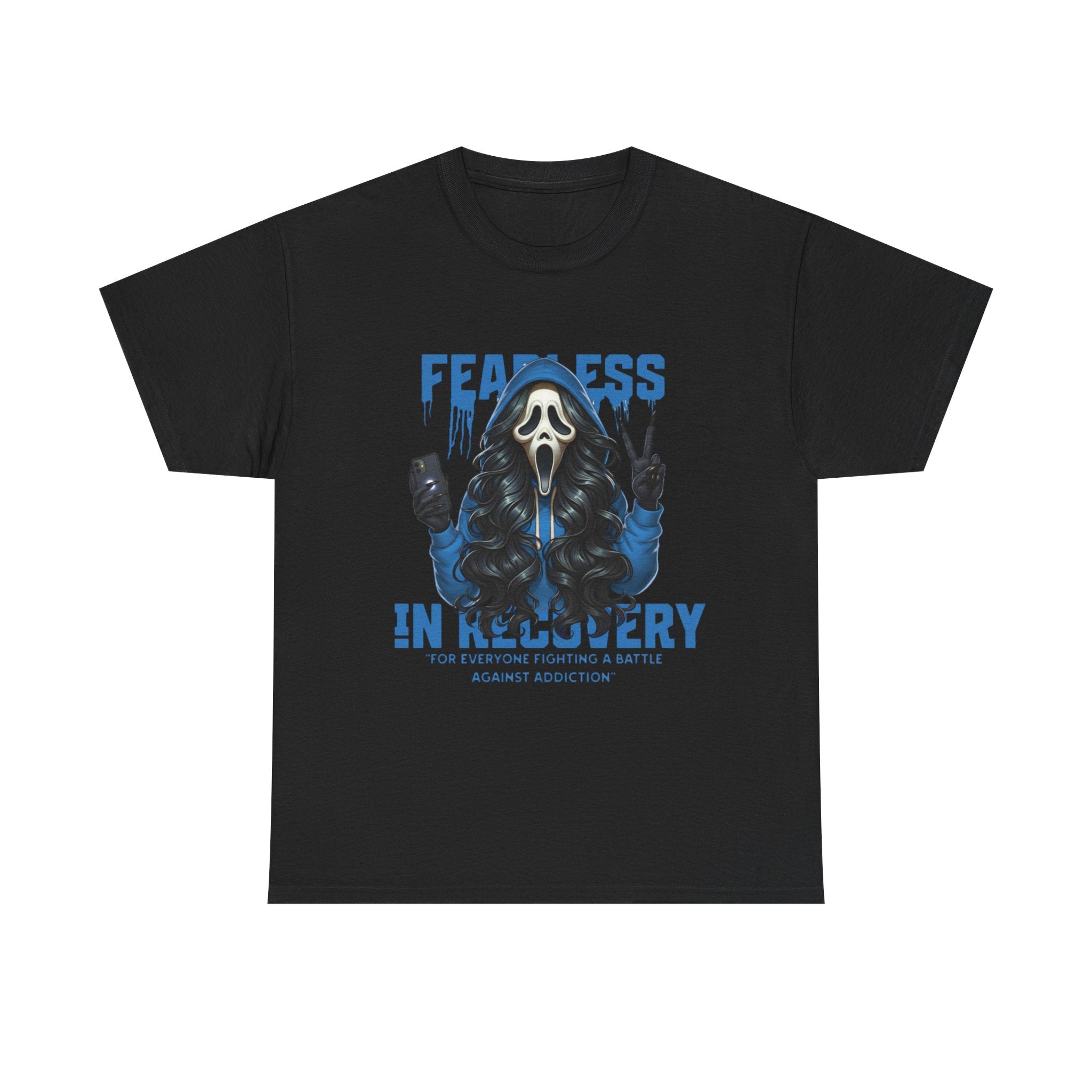 (DESIGN ON FRONT) Fearless in Recovery Tee, Motivational T-Shirt, Unisex Cotton Shirt, Recovery Awareness Apparel, Gift for Support, Inspirational Wear