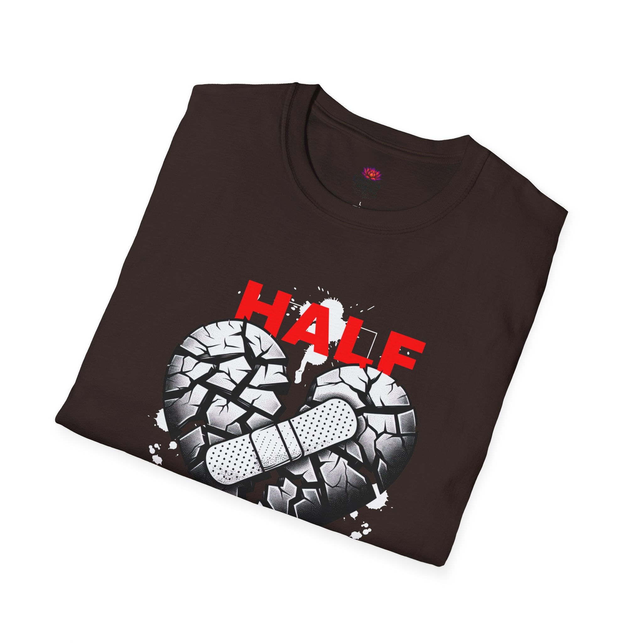 (DESIGN PRINT ON FRONT)  Half OK Heart Unisex T-Shirt - Softstyle Tee, Casual Wear, Gift for Friends, Heartbreak T-Shirt, Everyday Comfort