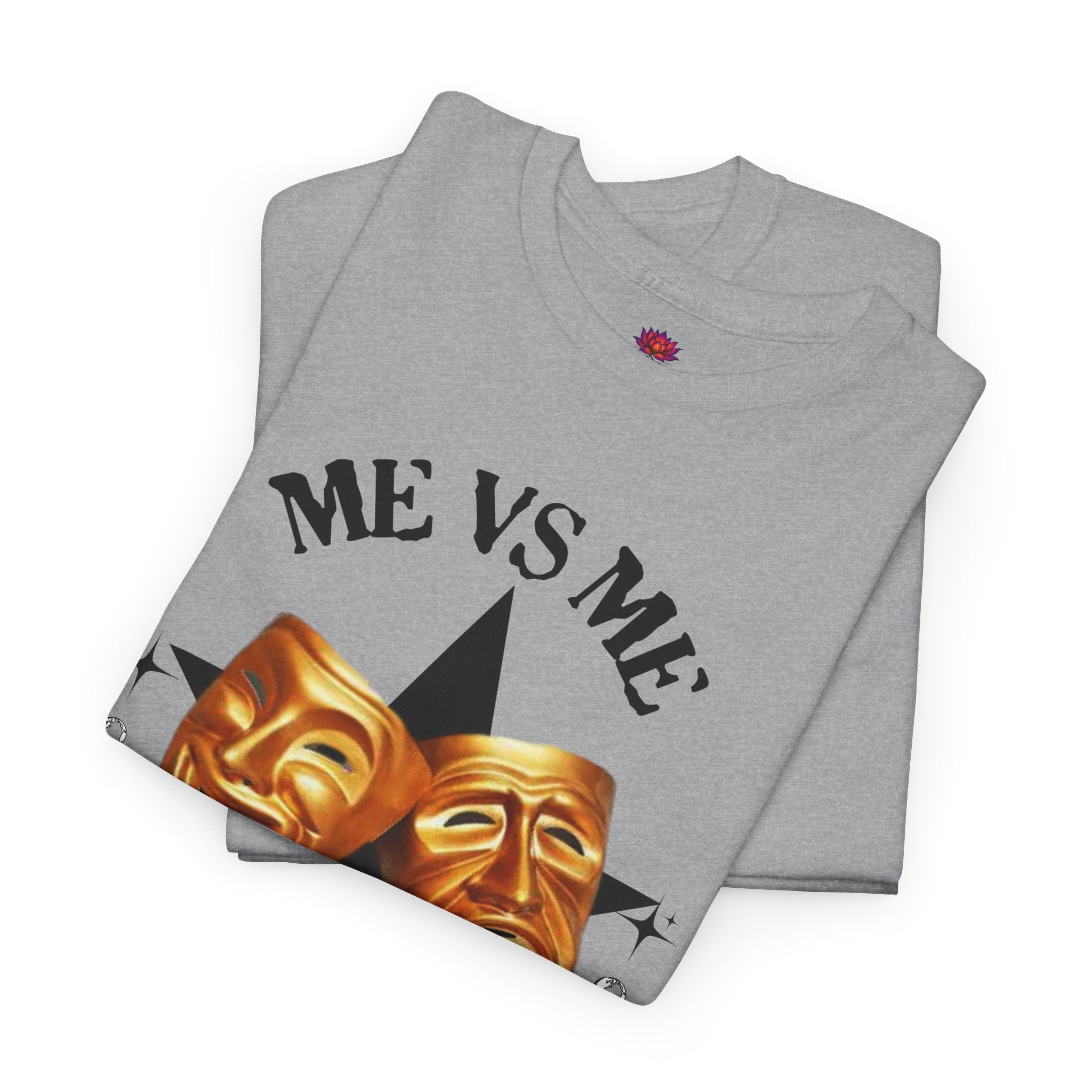 (DESIGN PRINT ON FRONT)  Me vs Me Unisex Heavy Cotton Tee, Motivational Shirt for Self Reflection, Gift for Friends, Casual Wear, Unique Graphic Tee