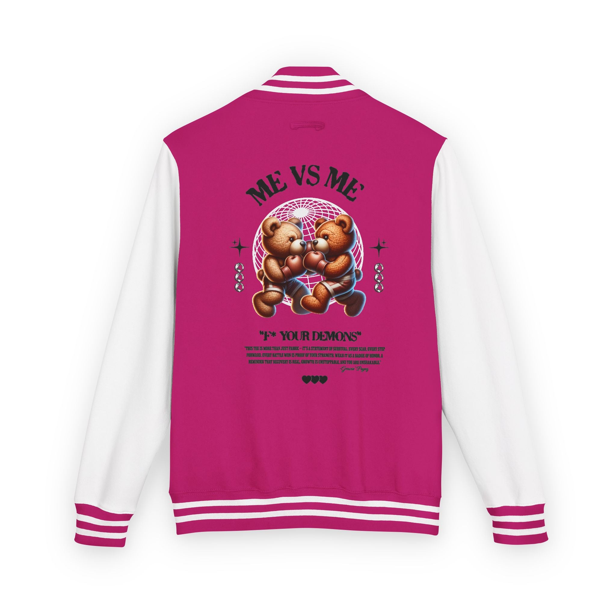 Retro Bear-Themed Unisex Heavyweight Letterman Jacket | Vintage Charm, Cozy Layer, Perfect Gift, Fashion Statement, Trendy Outerwear