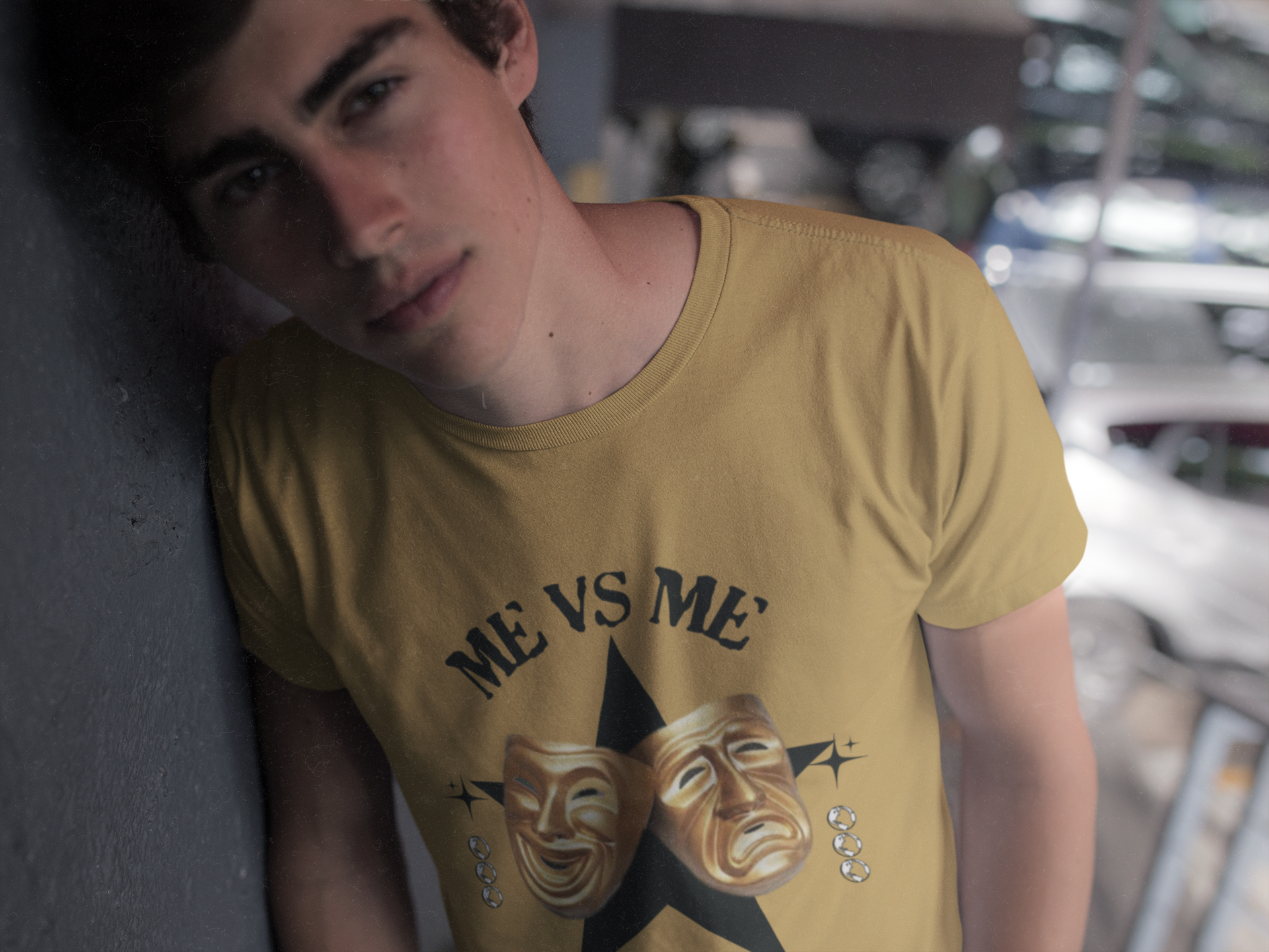 (DESIGN PRINT ON FRONT)  Me vs Me Unisex Heavy Cotton Tee, Motivational Shirt for Self Reflection, Gift for Friends, Casual Wear, Unique Graphic Tee