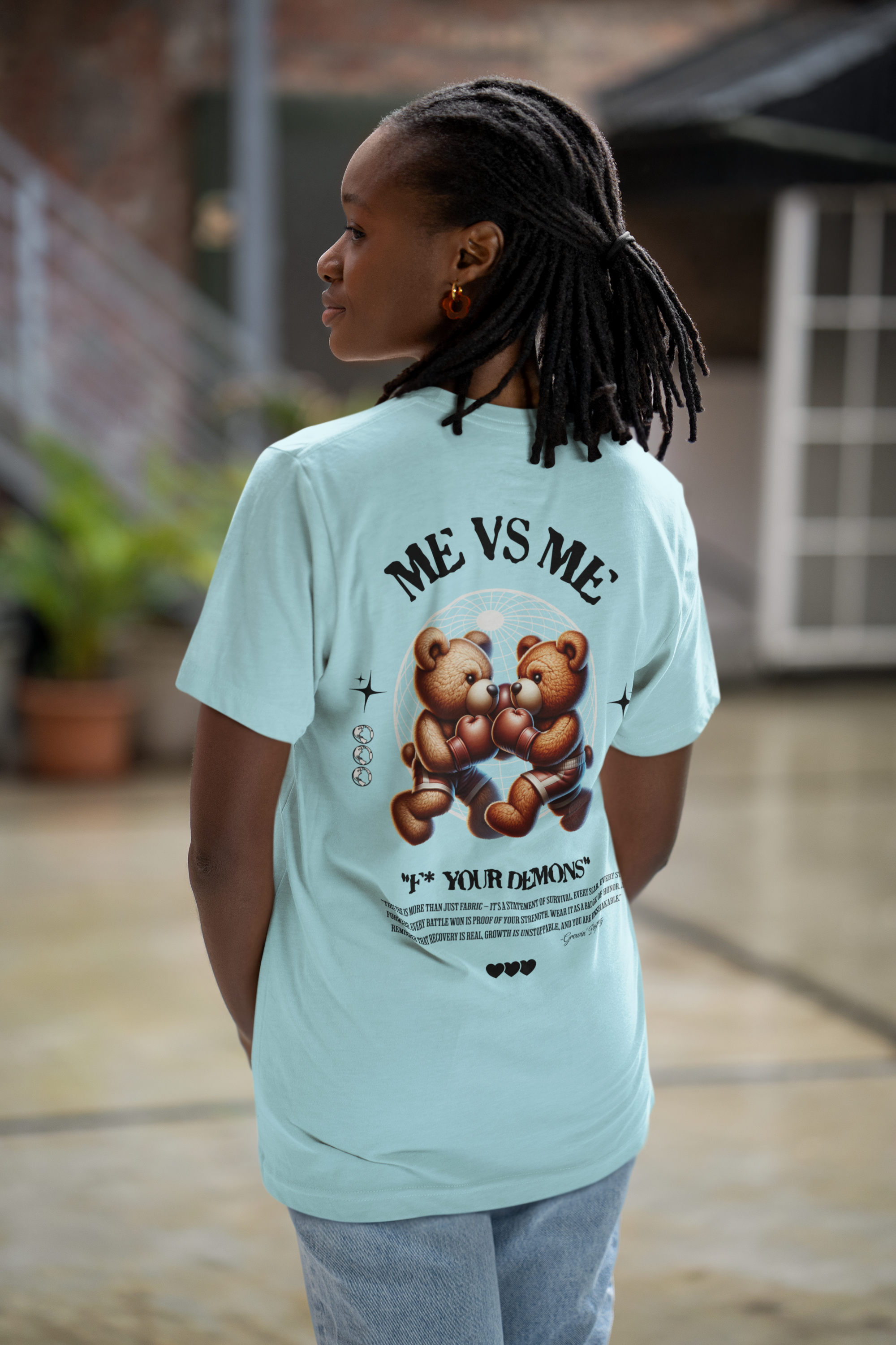 (DESIGN PRINT ON BACK)  Unisex Graphic Tee - Cute 'Me vs Me' Design, Casual Wear, Birthday Gift, Self-Love, Everyday Fashion