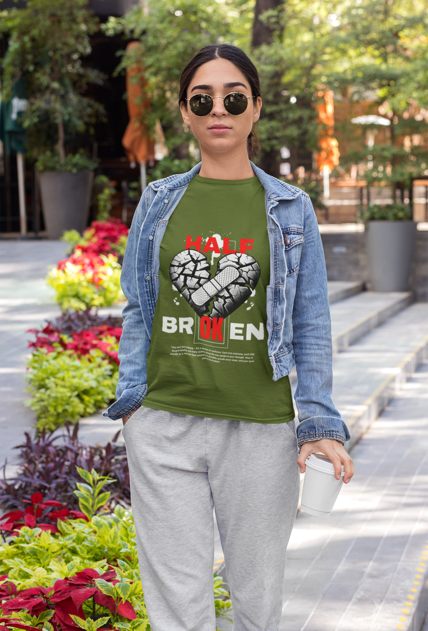 (DESIGN PRINT ON FRONT)  Half OK Heart Unisex T-Shirt - Softstyle Tee, Casual Wear, Gift for Friends, Heartbreak T-Shirt, Everyday Comfort