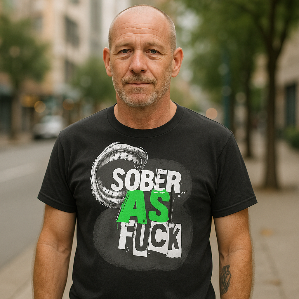 (DESIGN ON FRONT) Sober AF Unisex Heavy Cotton Tee | Funny Gift for Recovery, Casual Wear, Statement Shirt, Birthday Gift, Motivational Tee