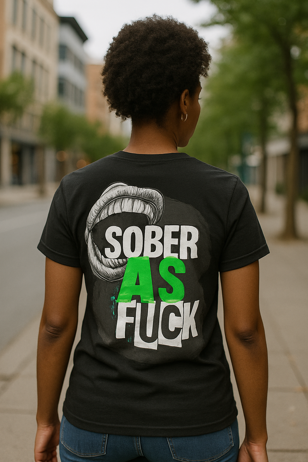 (DESIGN ON BACK) Sober as Fuck Unisex Heavy Cotton Tee, Funny Graphic Tee, Recovery Fashion, Gift for Sobriety, Statement Shirt, Casual Wear