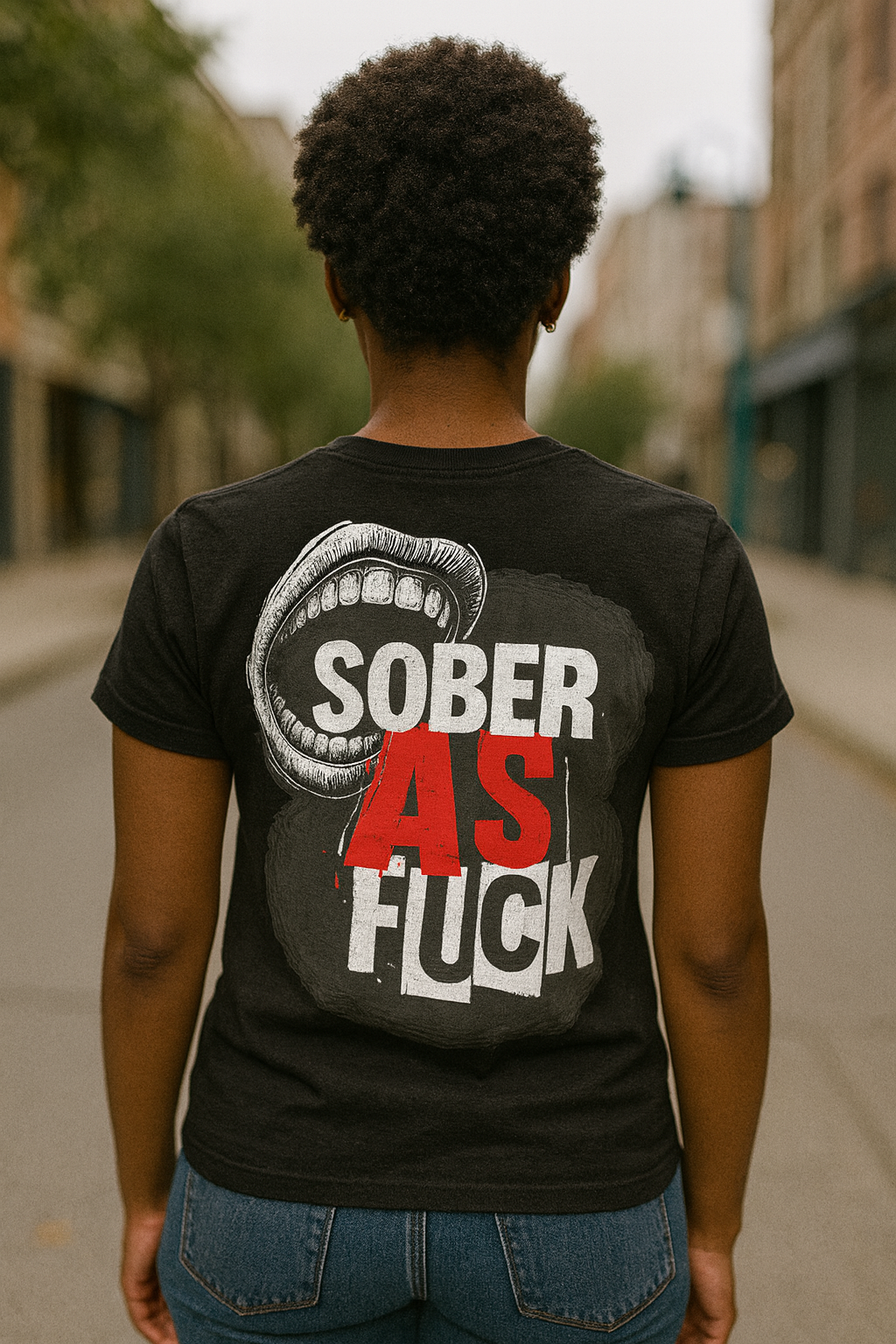 (DESIGN ON BACK) Sober As F**k Unisex T-Shirt, Motivational Tee, Recovery Apparel, Gifts for Sobriety Celebrations, Casual Wear, Statement Top