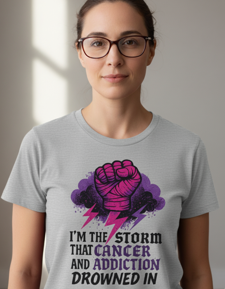 Empowering Cancer Awareness T-Shirt - Fight Against Addiction, Hope, Strength, Gift for Survivors, Unisex Tee