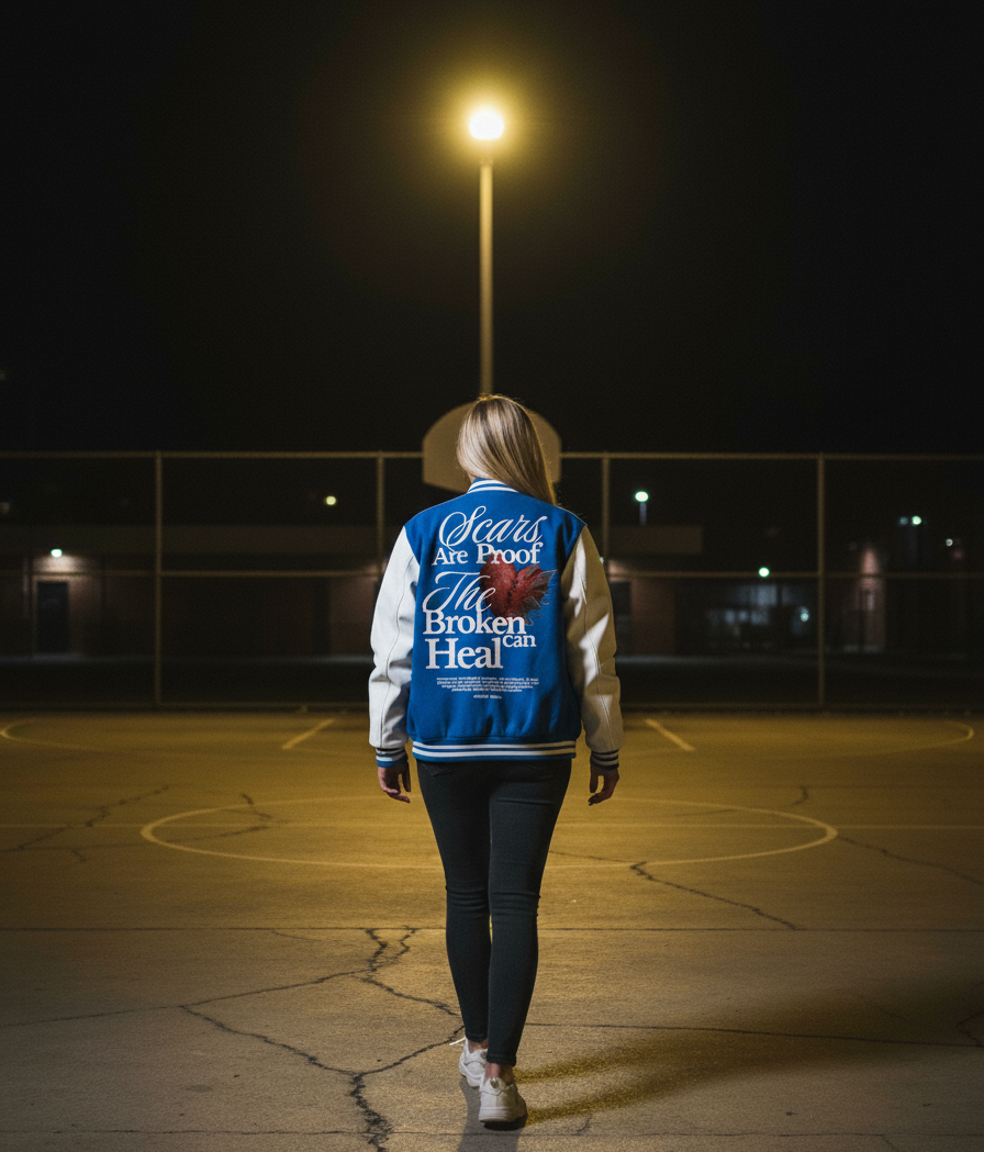 Unisex Heavyweight Letterman Jacket with Inspirational Quote - Perfect for College, Gifts, Motivational Wear, Casual Style, Team Spirit