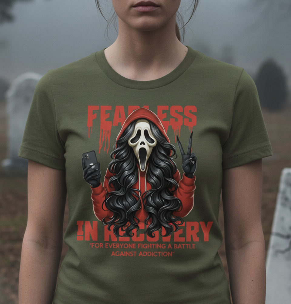 (DESIGN ON FRONT) Fearless in Recovery Unisex Heavy Cotton Tee