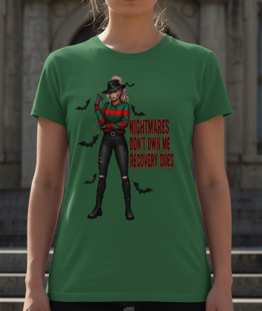 Nightmare Recovery Horror Graphic Tee, Unisex Cotton Shirt for Halloween, Gothic Style Apparel, Spooky Gifts, Unique Horror Fan Tees